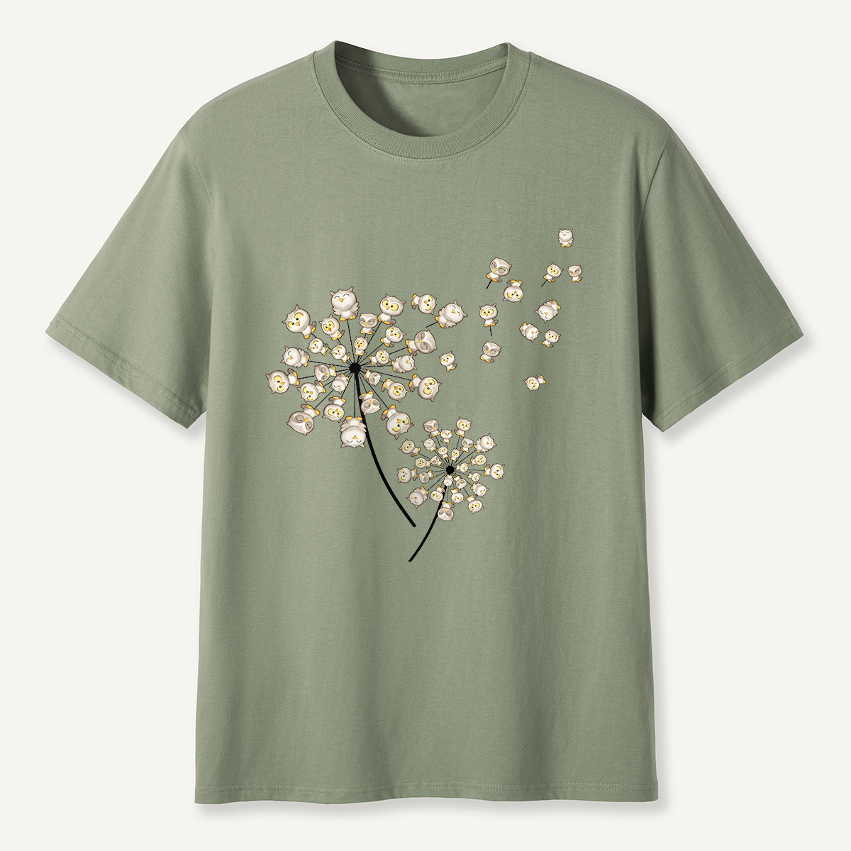 Owl Blossom Tree Dandelion Style T-Shirt