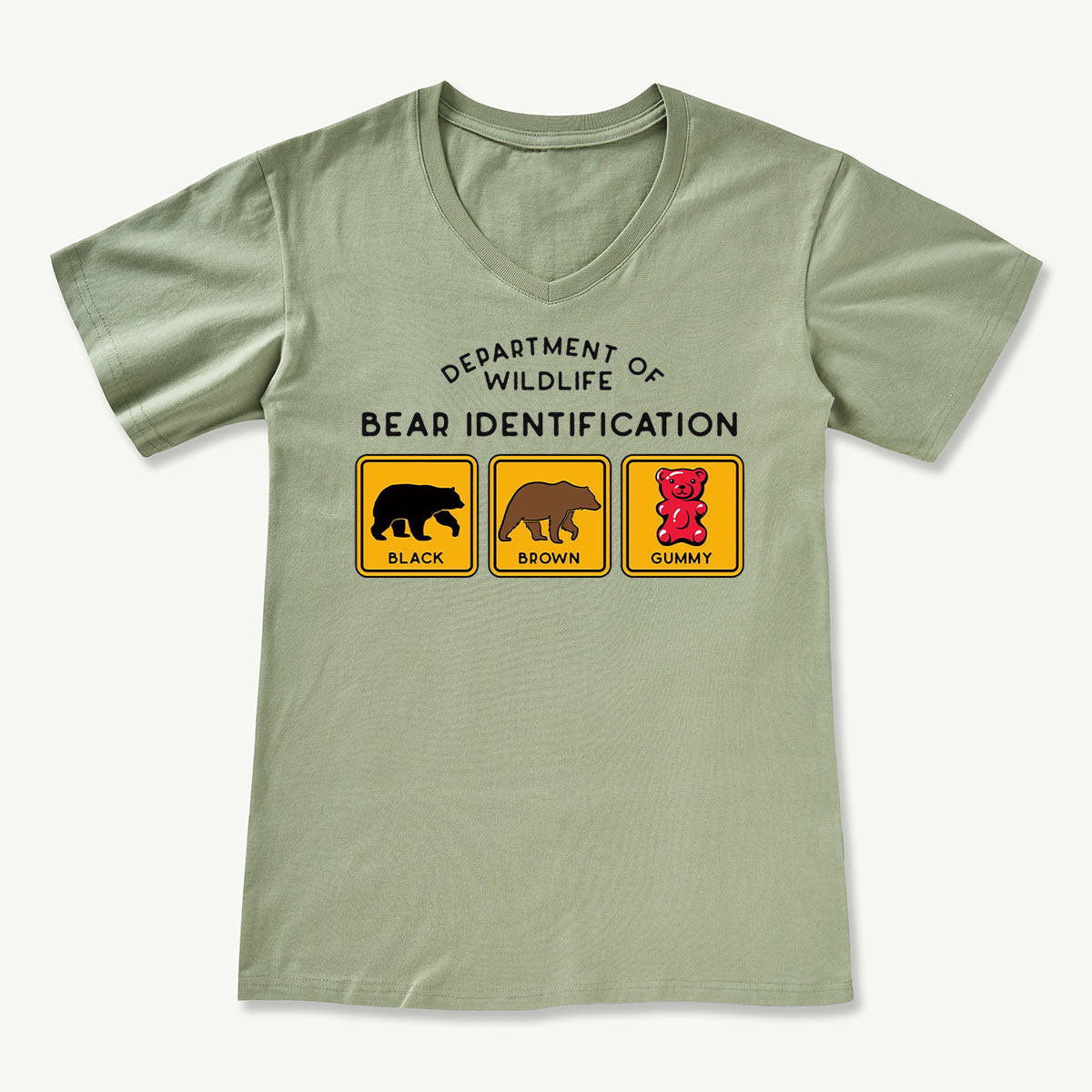 Bear Tee Cotton Classic V-neck T-Shirt