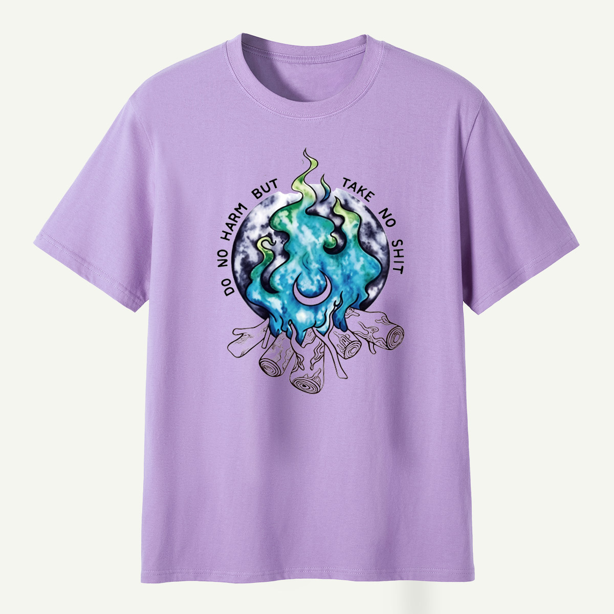 Do No Harm But Take No Shit Moon Flame Campfire T-Shirt