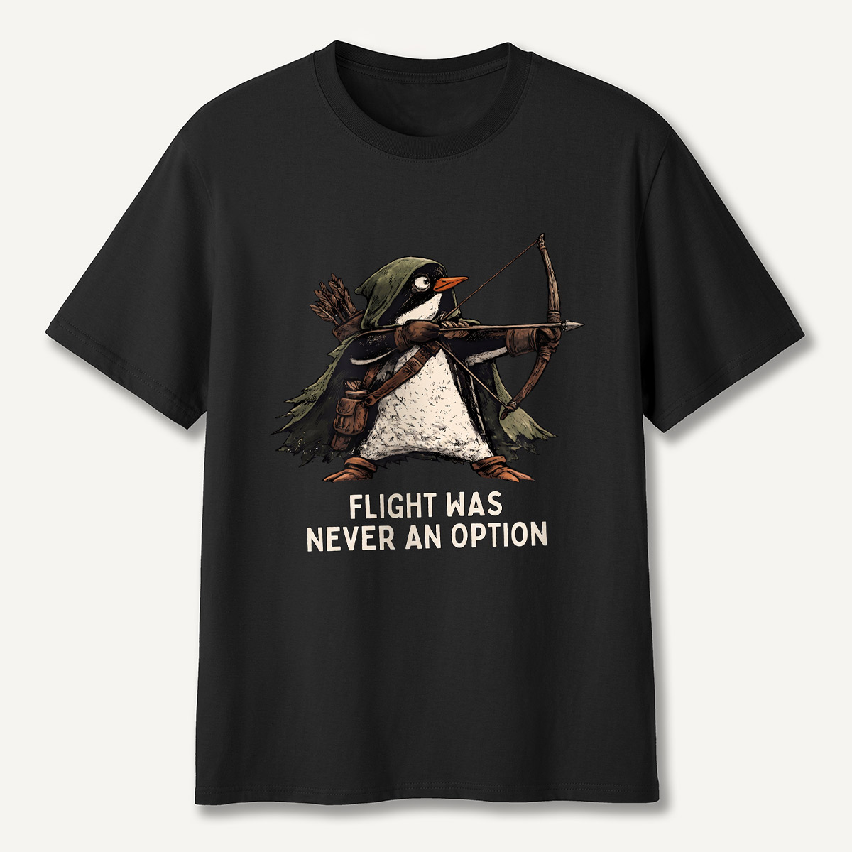 Flight Was Never An Option Archer Penguin T-Shirt