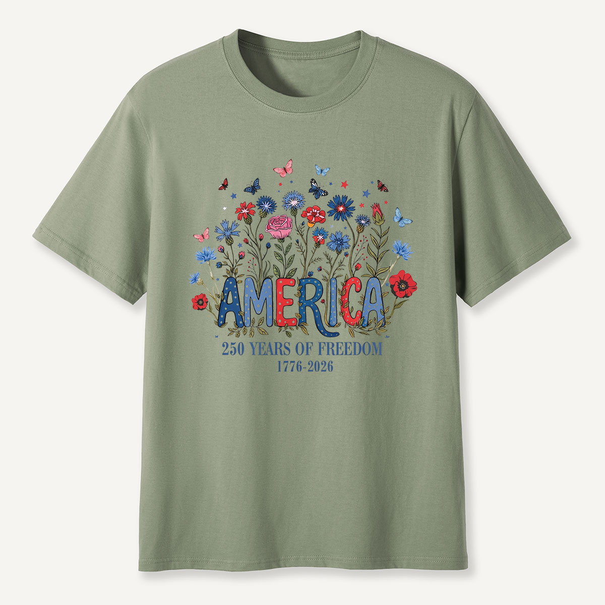 America 250 Years of Freedom 1776–2026 Floral T-Shirt