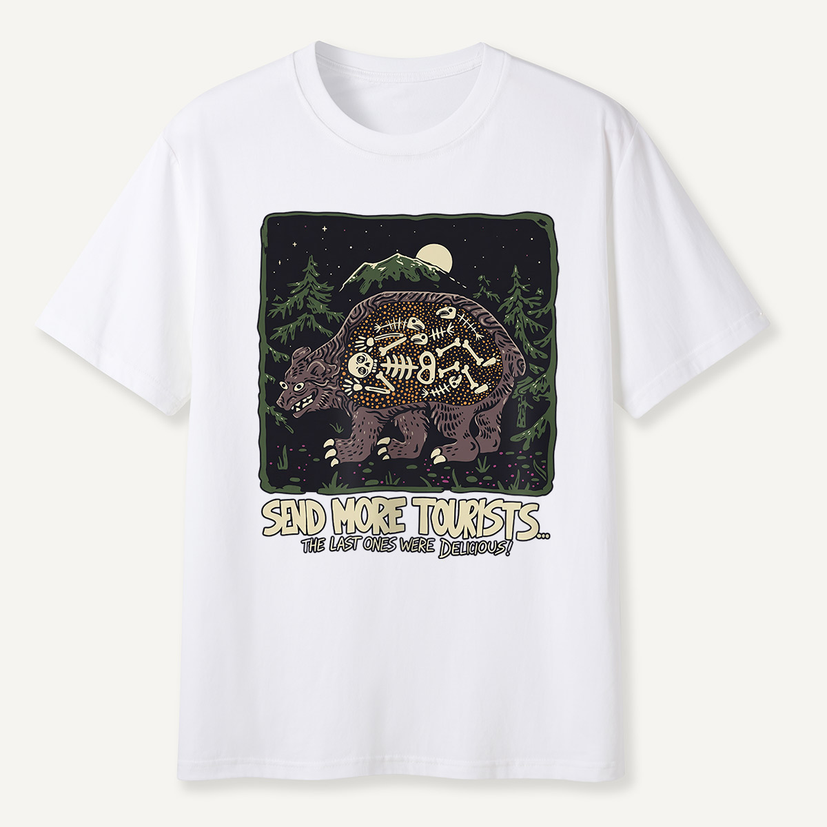 Send More Tourists Bear Skeleton T-Shirt