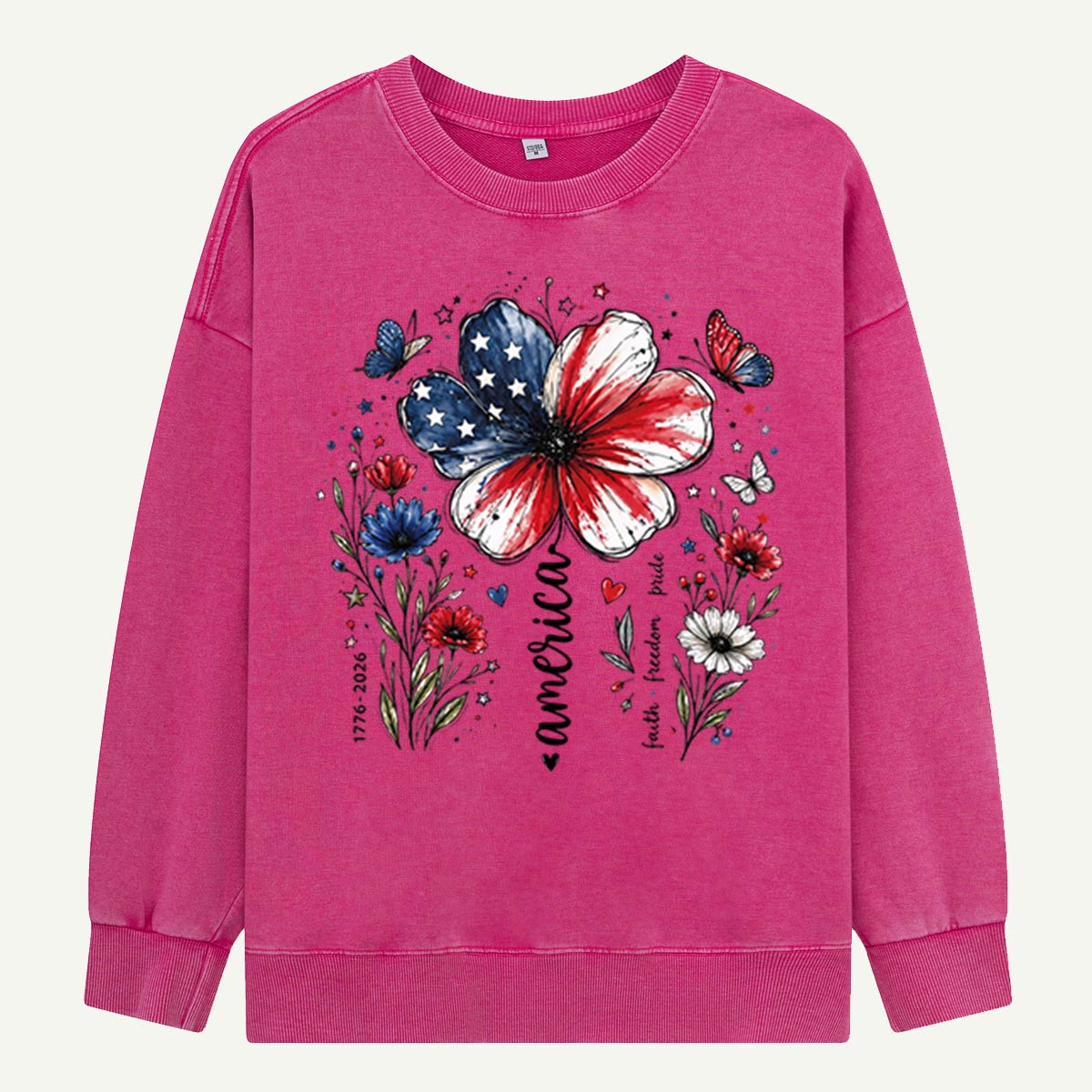 USA 250th Anniversary Floral Washed Sweatshirts