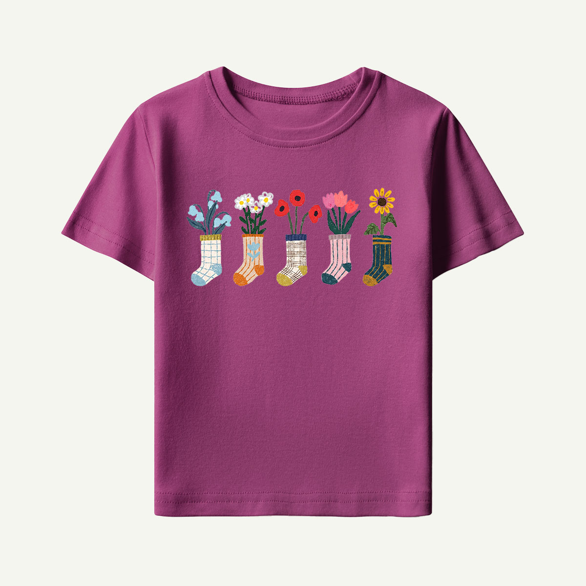 Sock Flower Garden Mint Kids T-Shirt