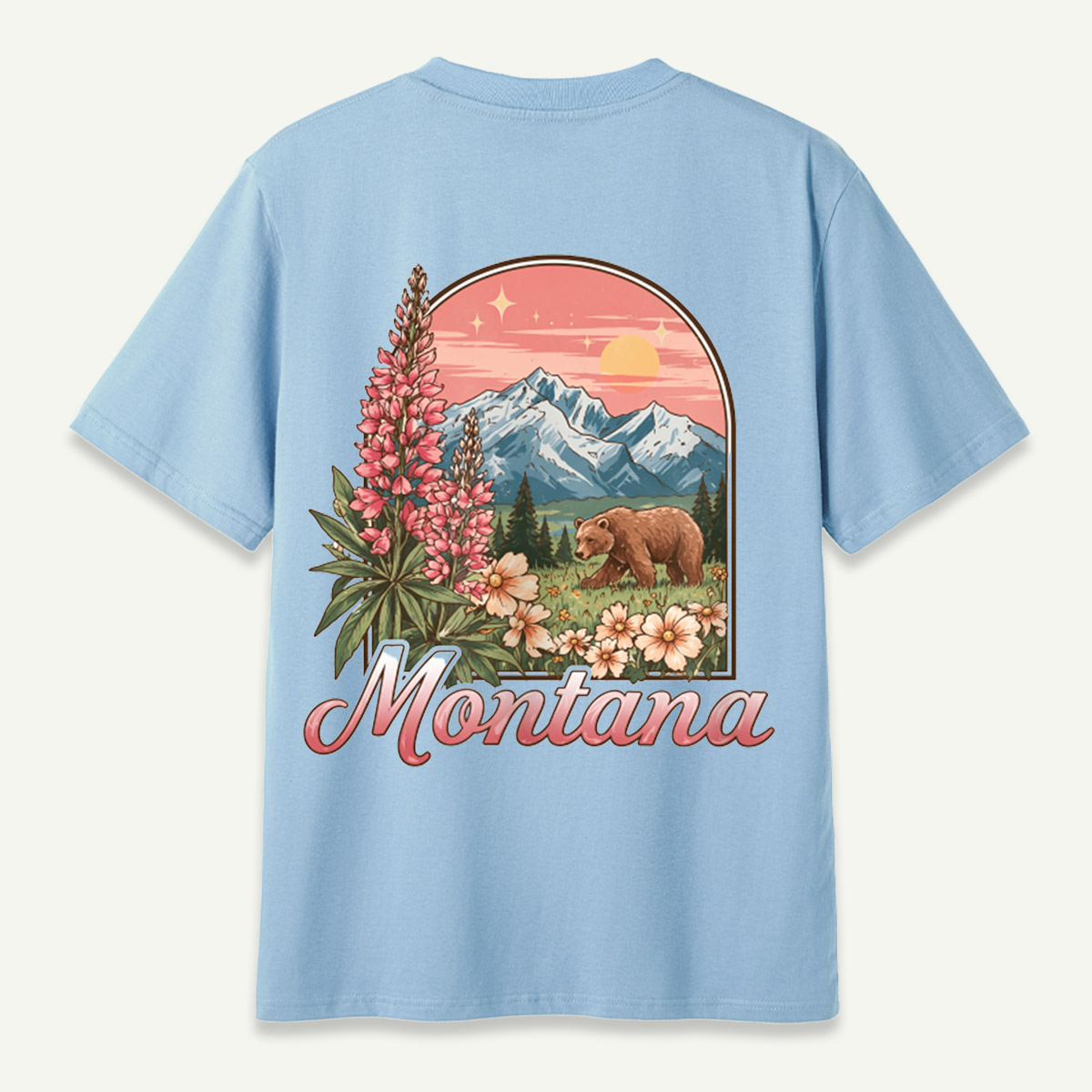 Montana Wildflowers Bear Mountain Landscape T-Shirt
