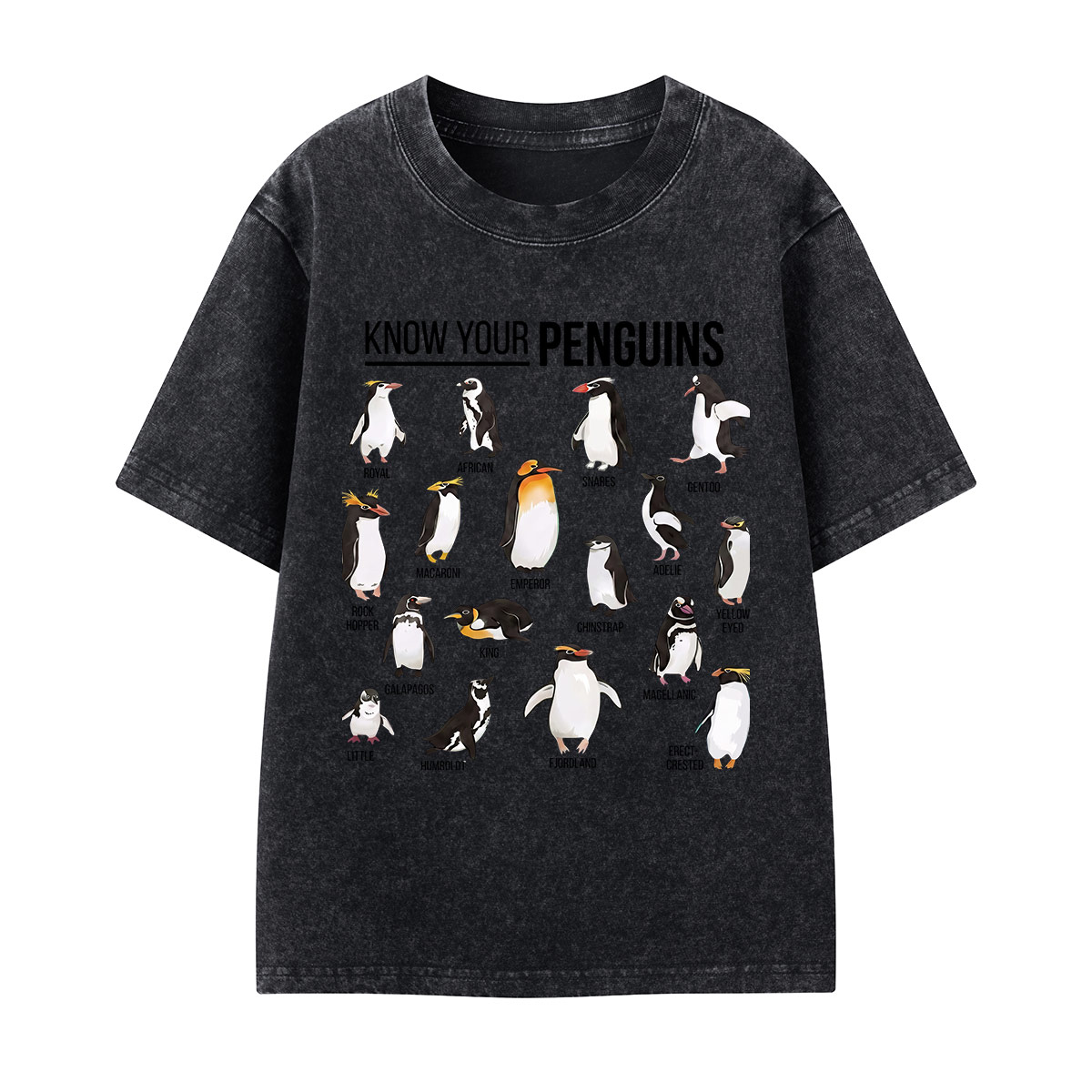 Know Your Penguins Kids Washed T-Shirt