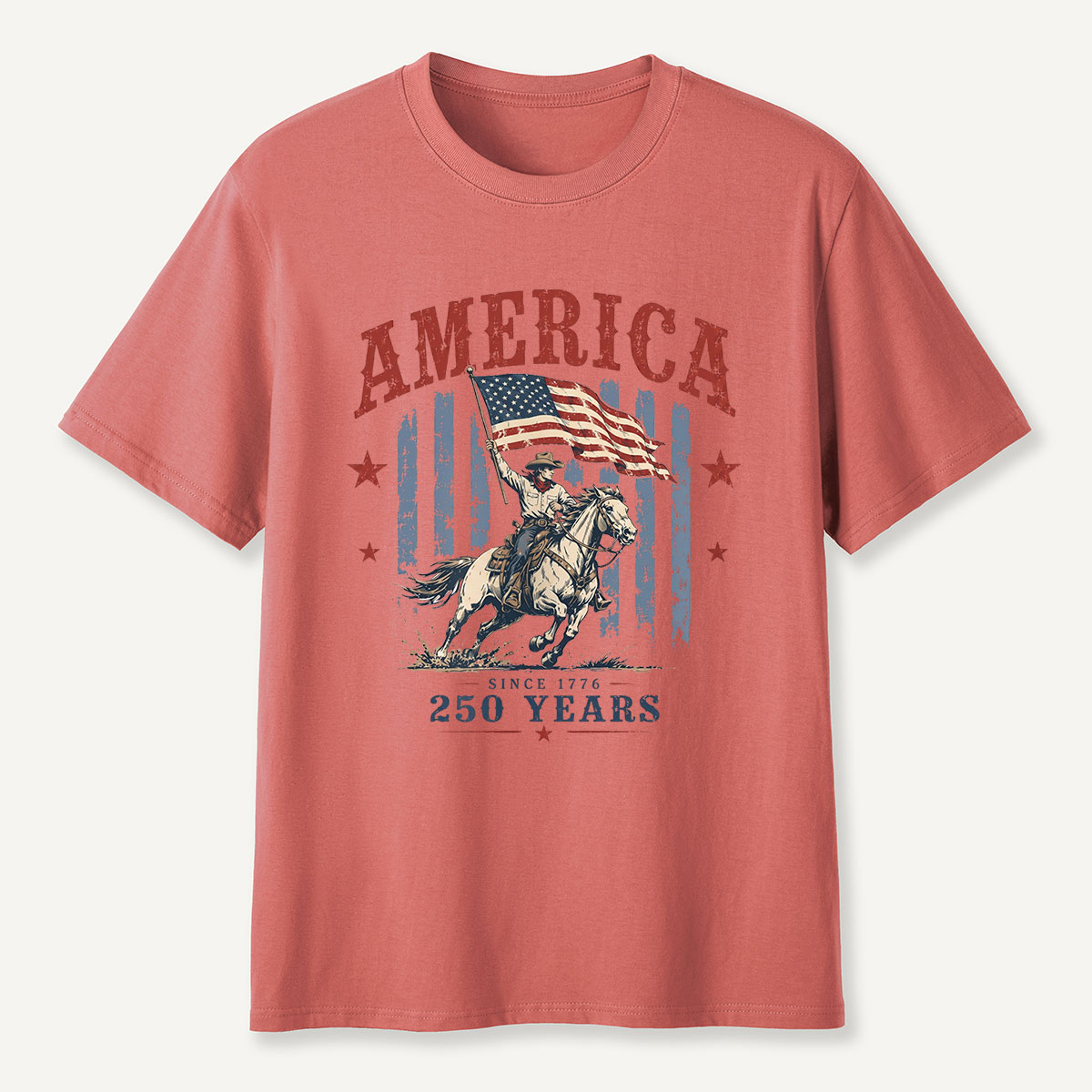 America Since 1776 250 Years Cowboy Riding Horse Flag T‑Shirt