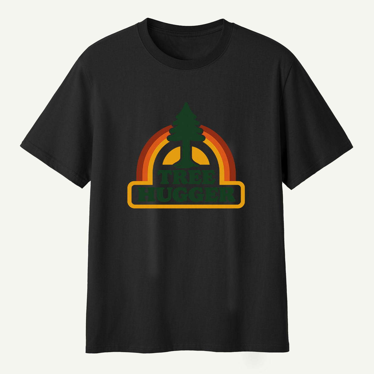Tree Hugger Retro Rainbow Pine Badge T-Shirt