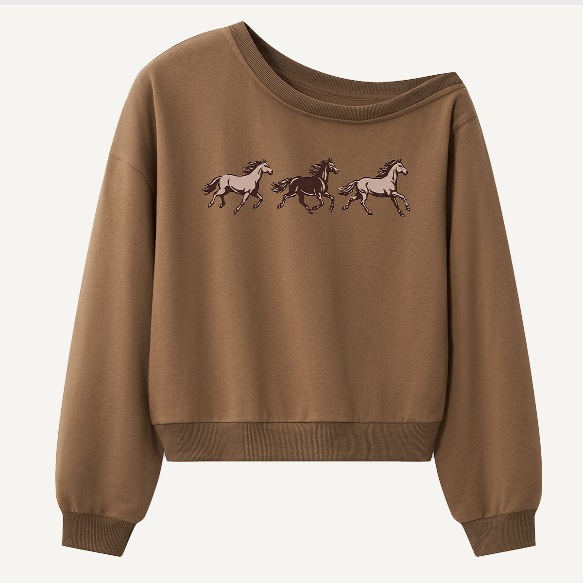 Wild Horses Running Free Women Off Shoulder Sweatshirt
