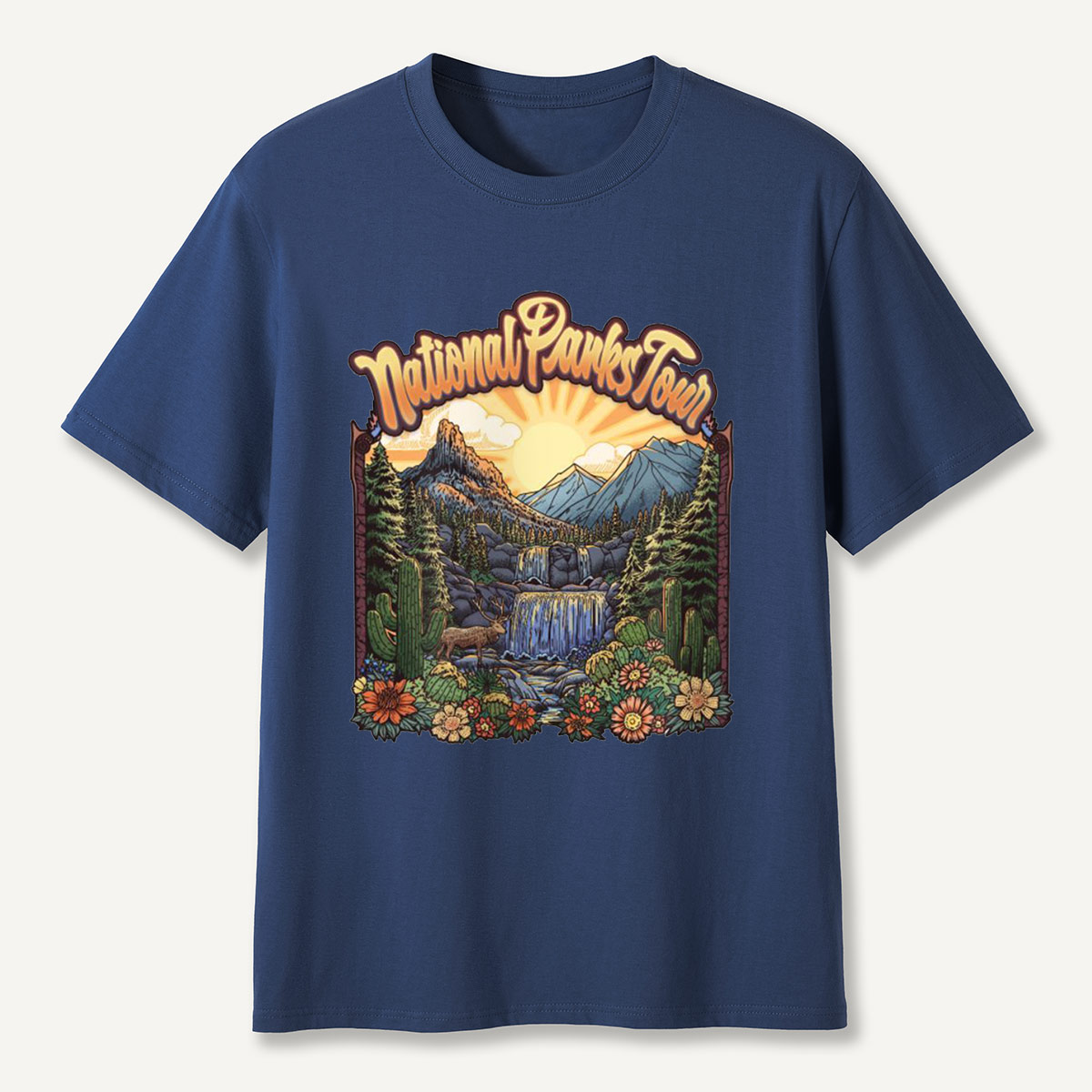 Mountain Waterfall Scenic Landscape National Parks T-Shirt
