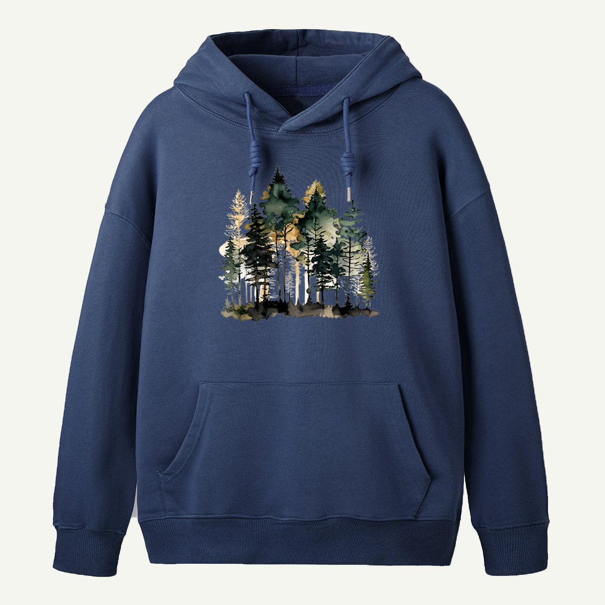 Watercolor Pine Forest Landscape Hoodie