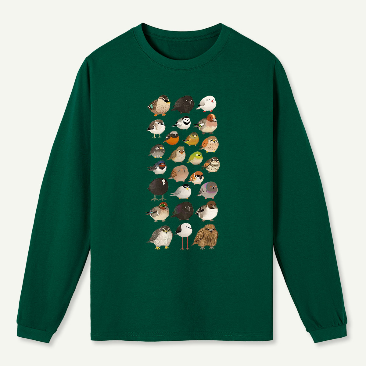 Bird Species Illustration Long Sleeve T-Shirt