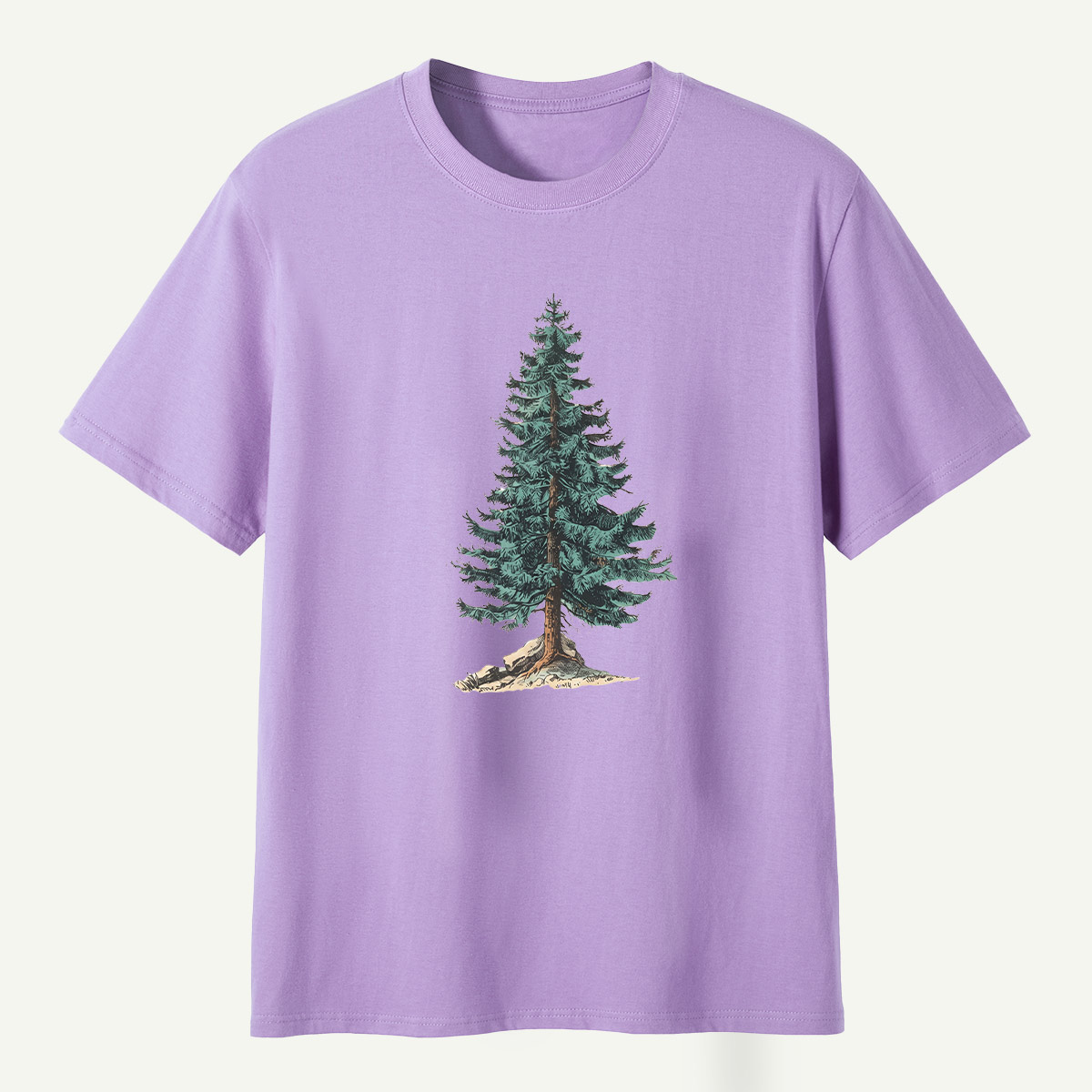 Lone Evergreen Tree Botanical Sketch T-Shirt
