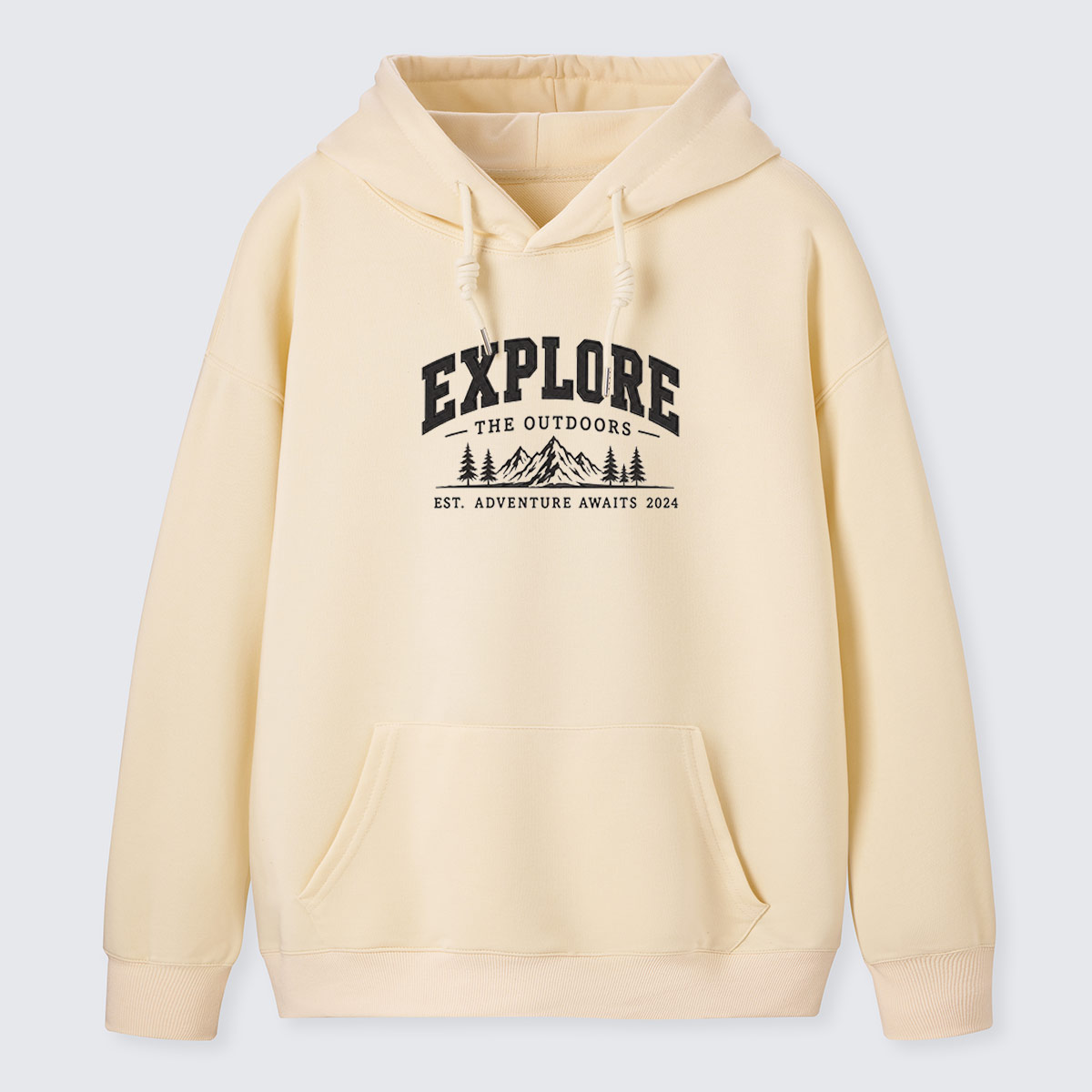 Explore More Mountains Embroidered Cotton Hoodie