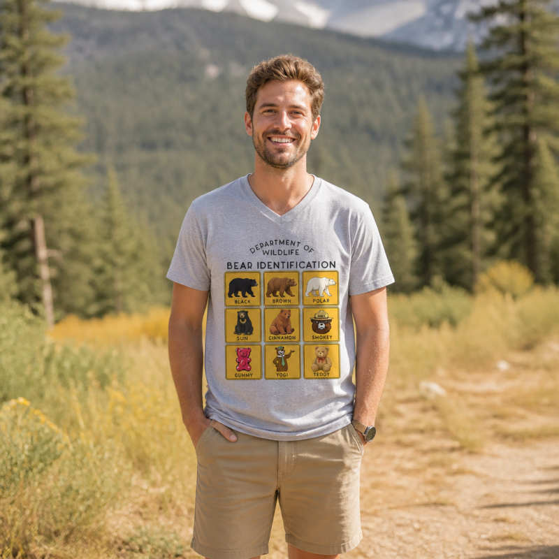Department of Wildlife Bear Identification Gummy Bear V-neck T-Shirt