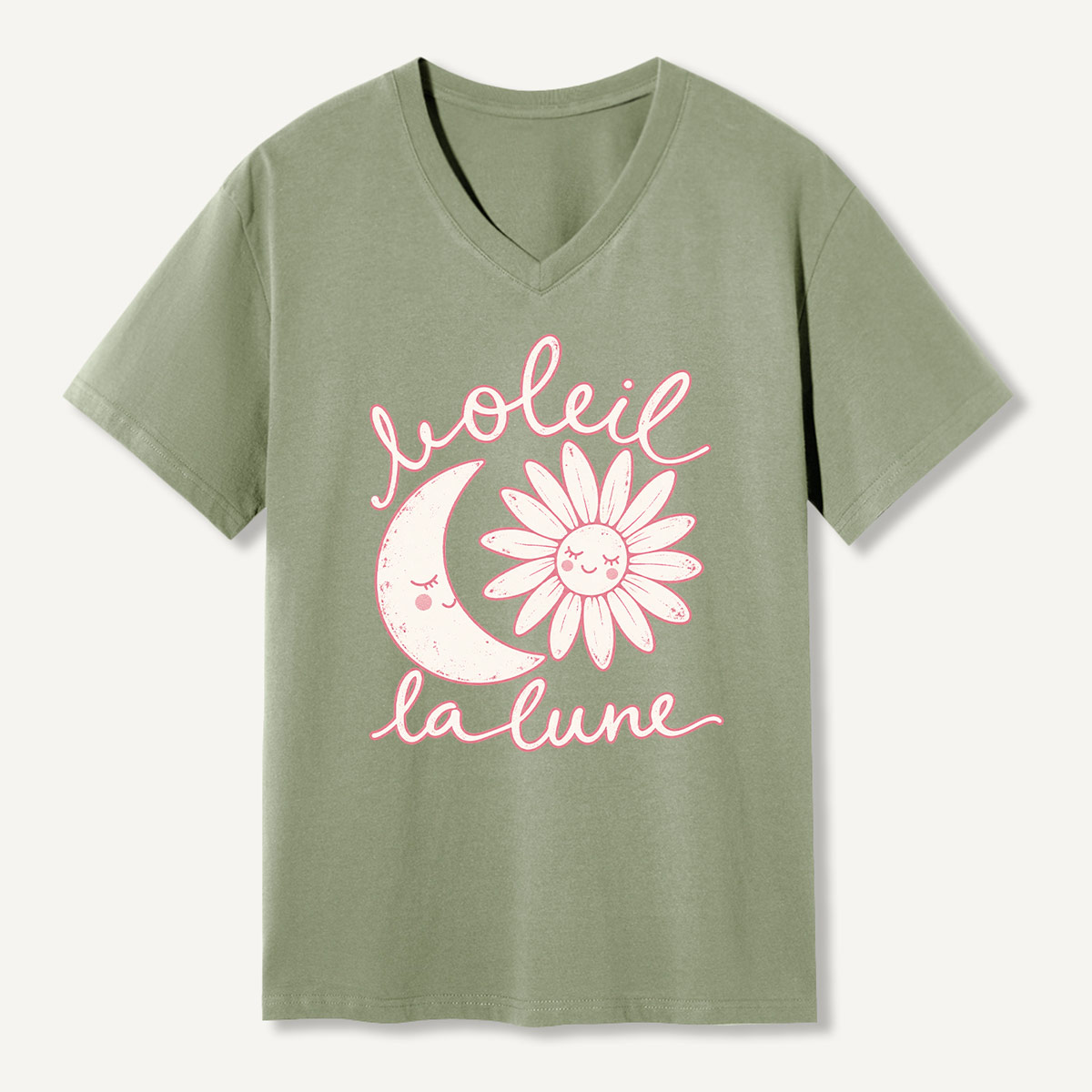 Soleil La Lune Celestial Flower V-neck T-Shirt