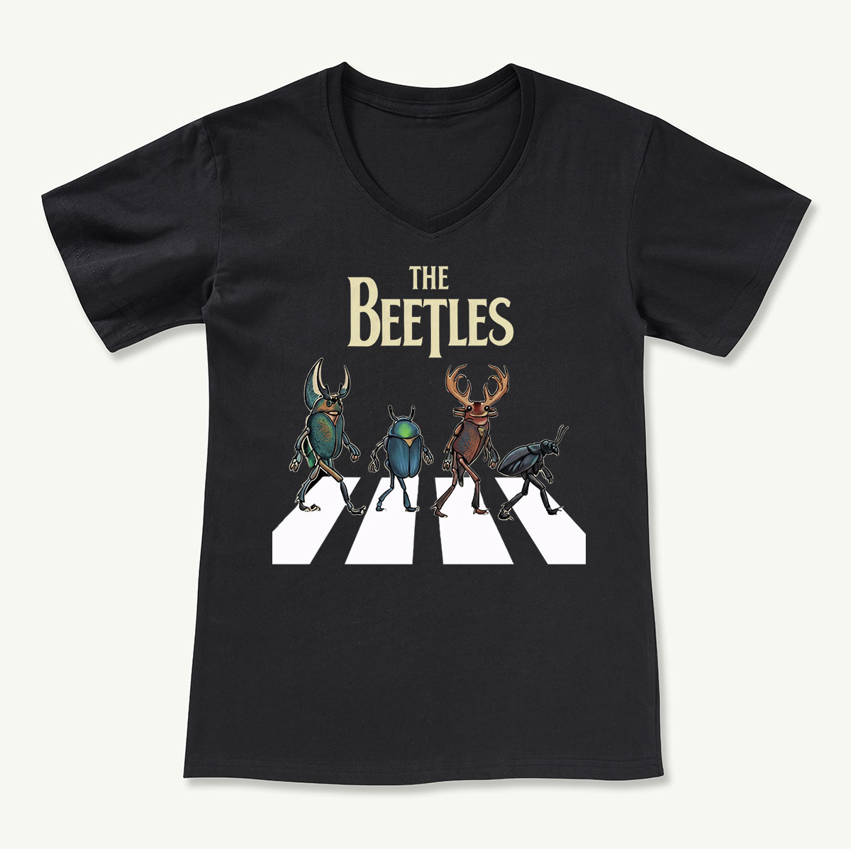 The Beetles Funny Insect Band V-neck T‑Shirt