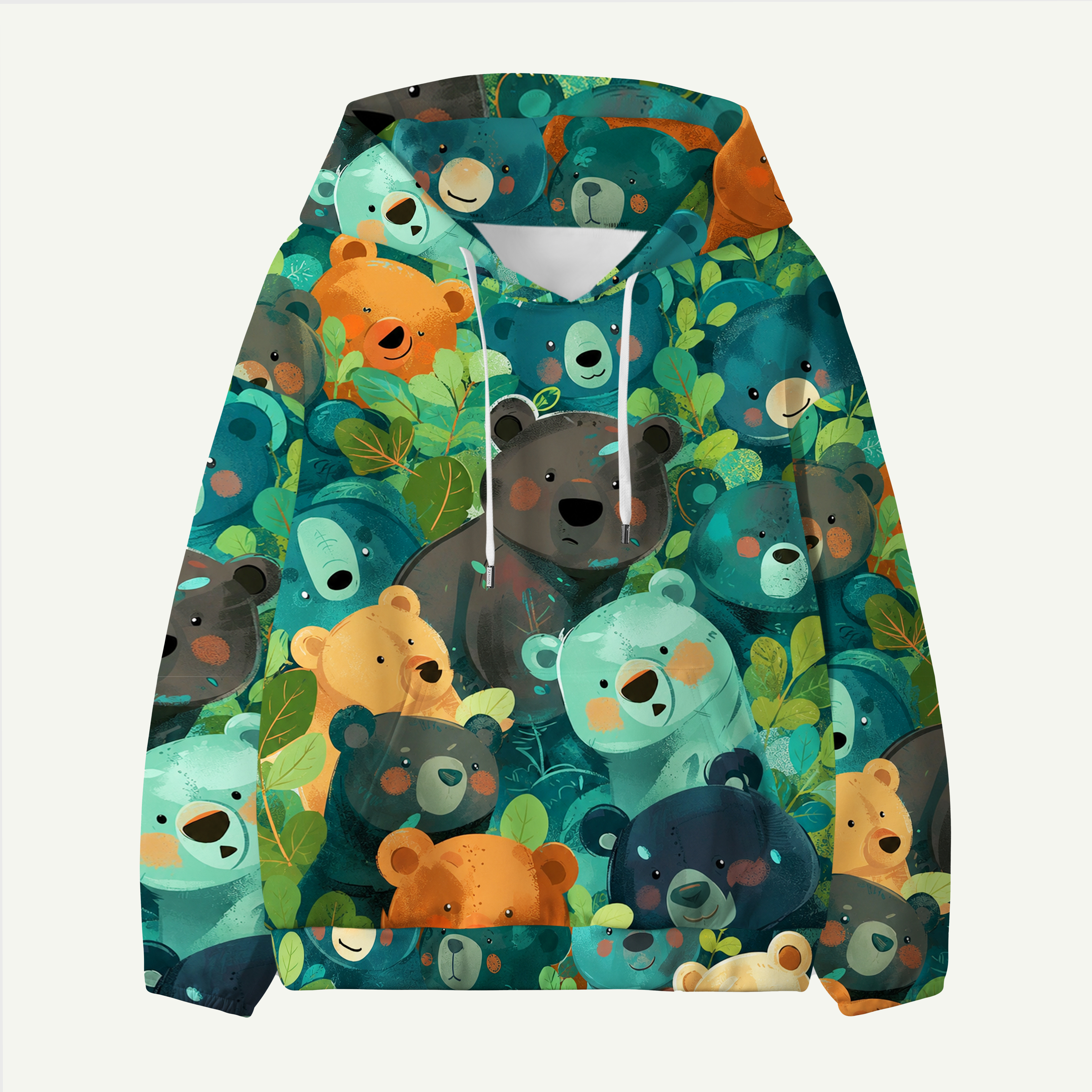 Forest Bears Hidden In The Greenery Kids All-over Printed Hoodie