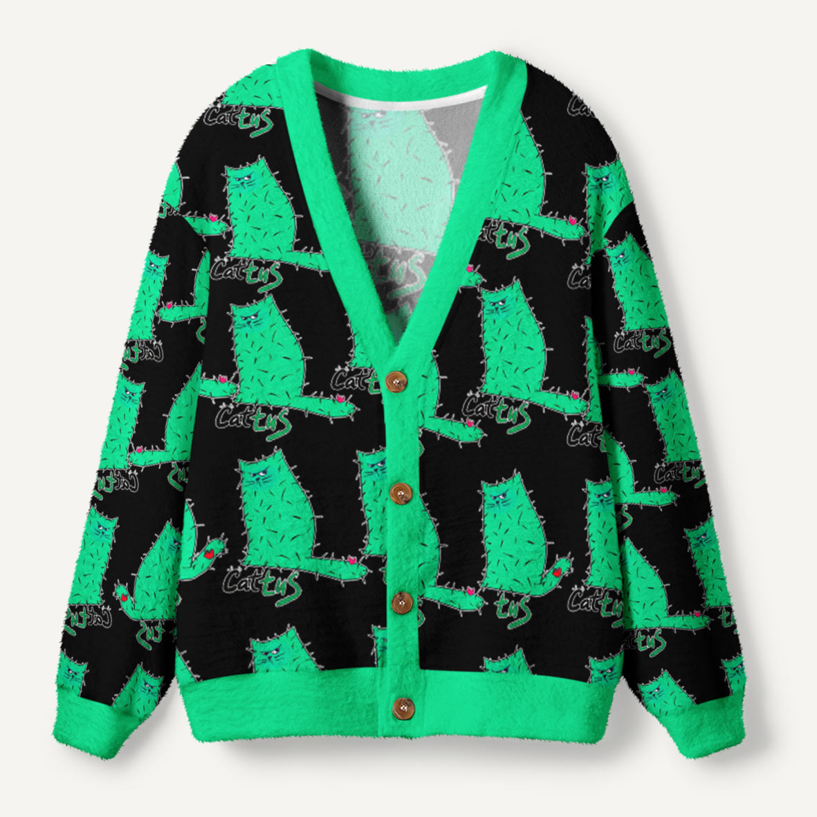 Cat-tus Mood Ugly Cardigan Sweaters