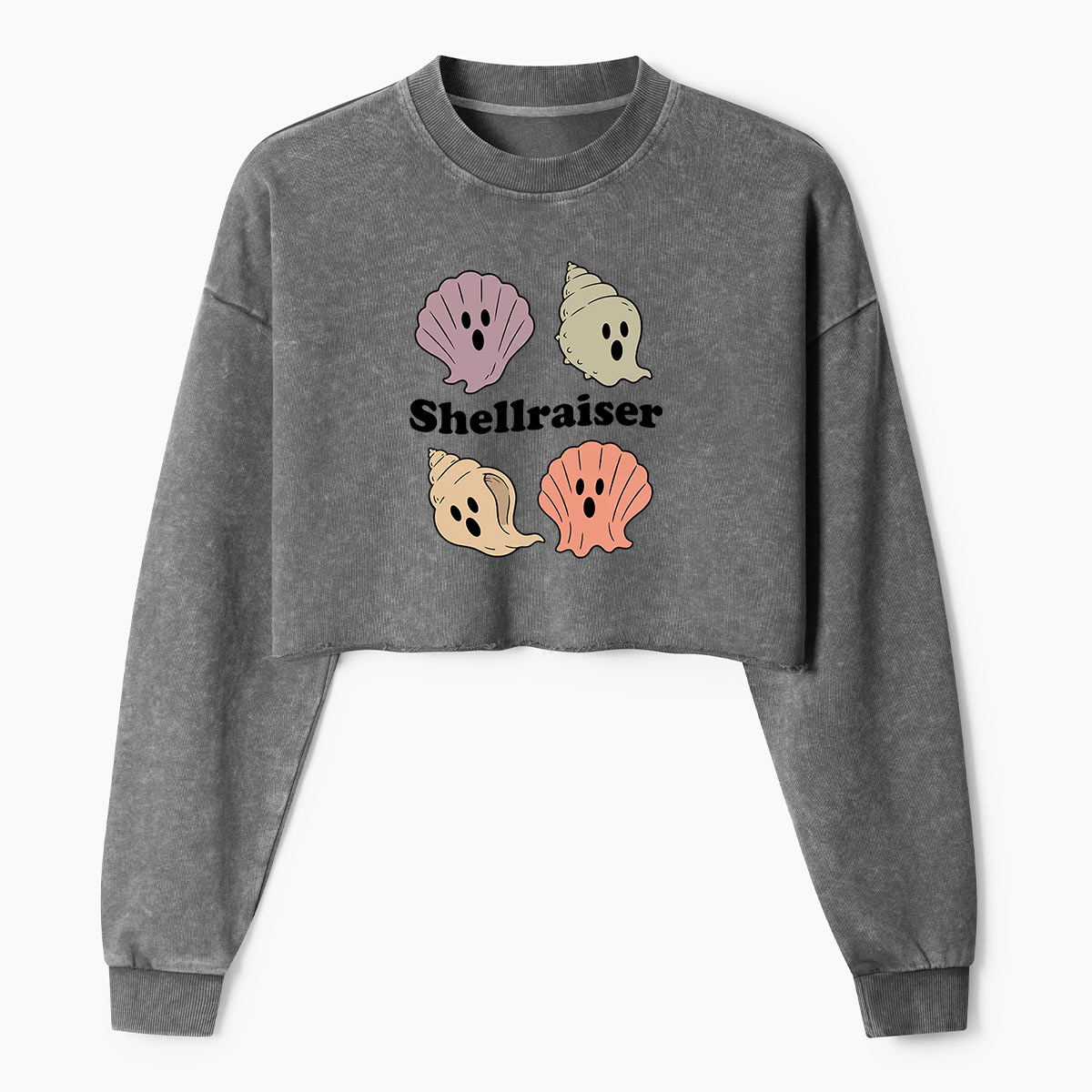 Shellraiser Cute Seashells Women's Washed Cropped Sweatshirt