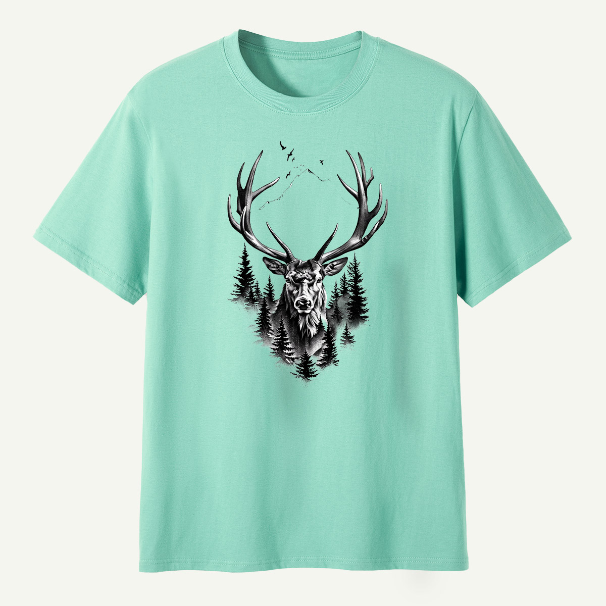 Deer Skull Forest Double Exposure T-Shirt
