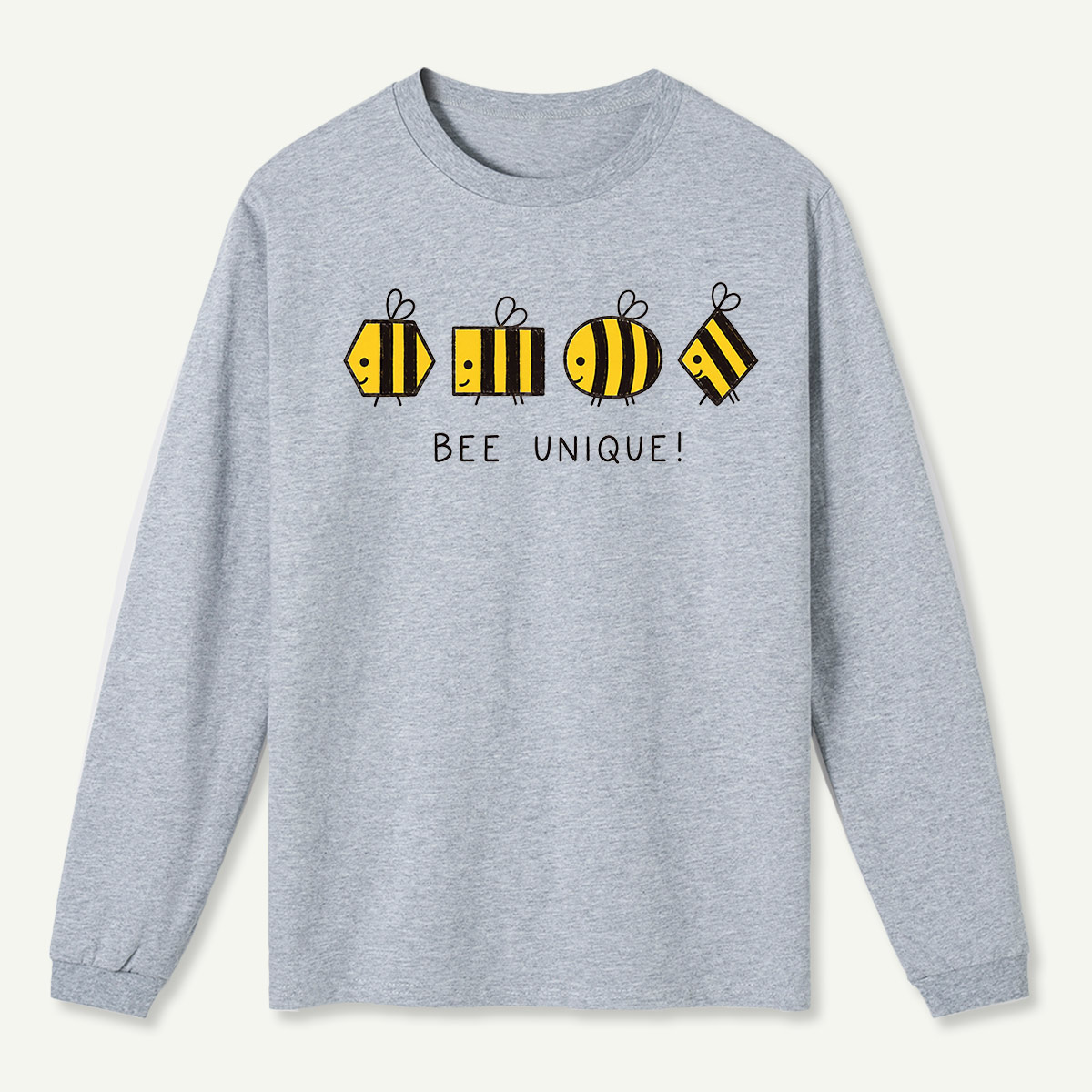 Bee Unique Geometric Bees Long Sleeve T-Shirt