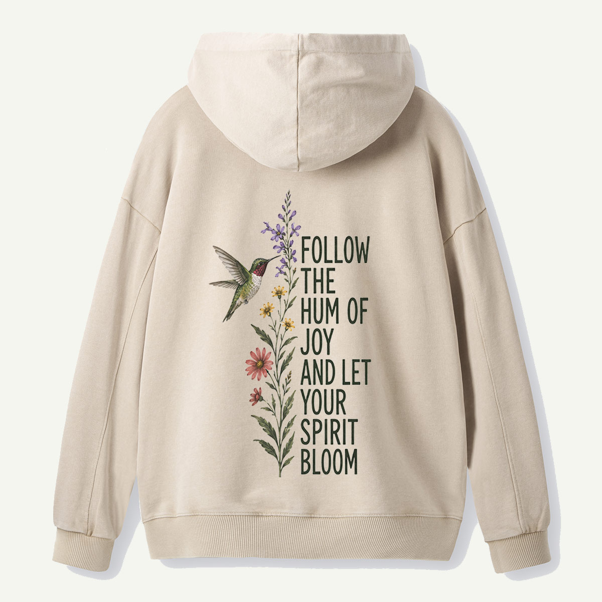 Hummingbird Joy Bloom Quote Washed Hoodie