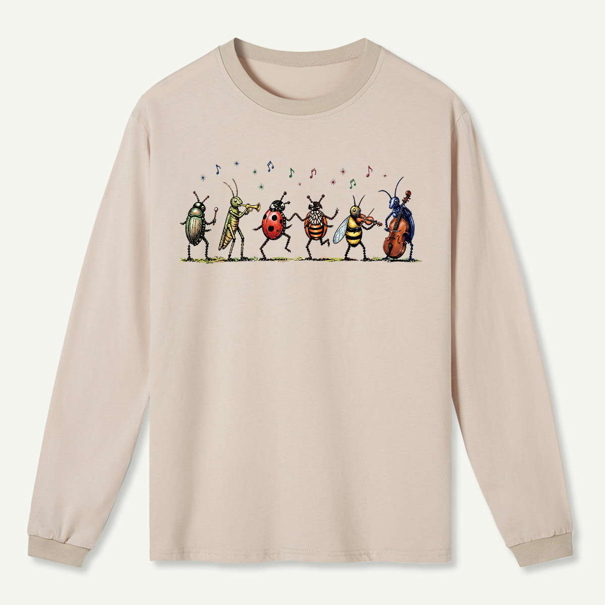 Vintage Insect Music Musical Bugs Long Sleeve T-Shirt