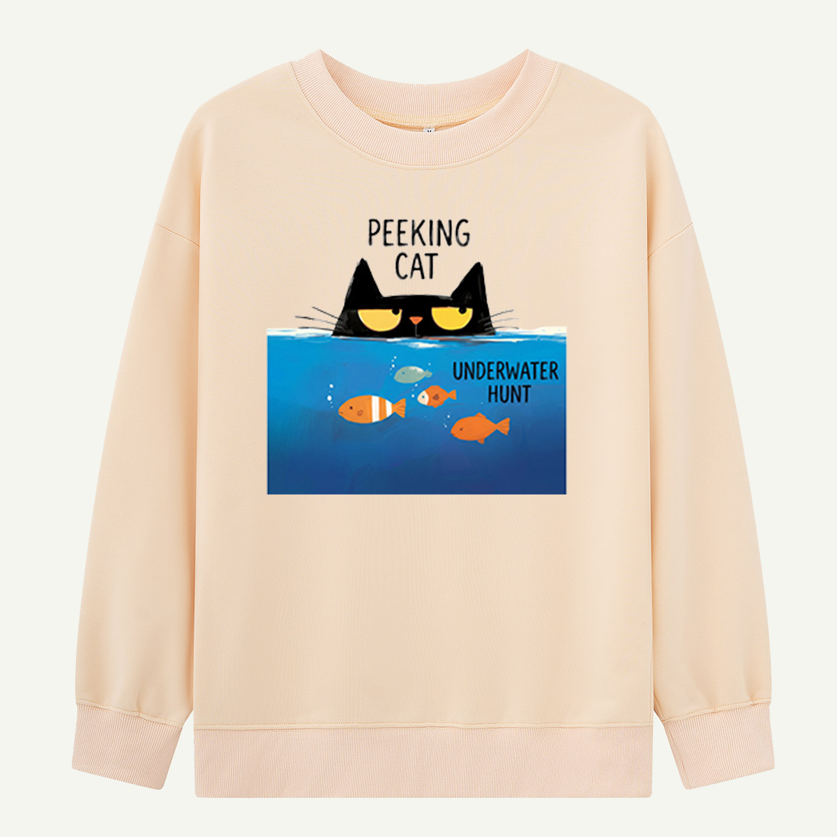 Peeking Cat Underwater Hunt Sweatshirts