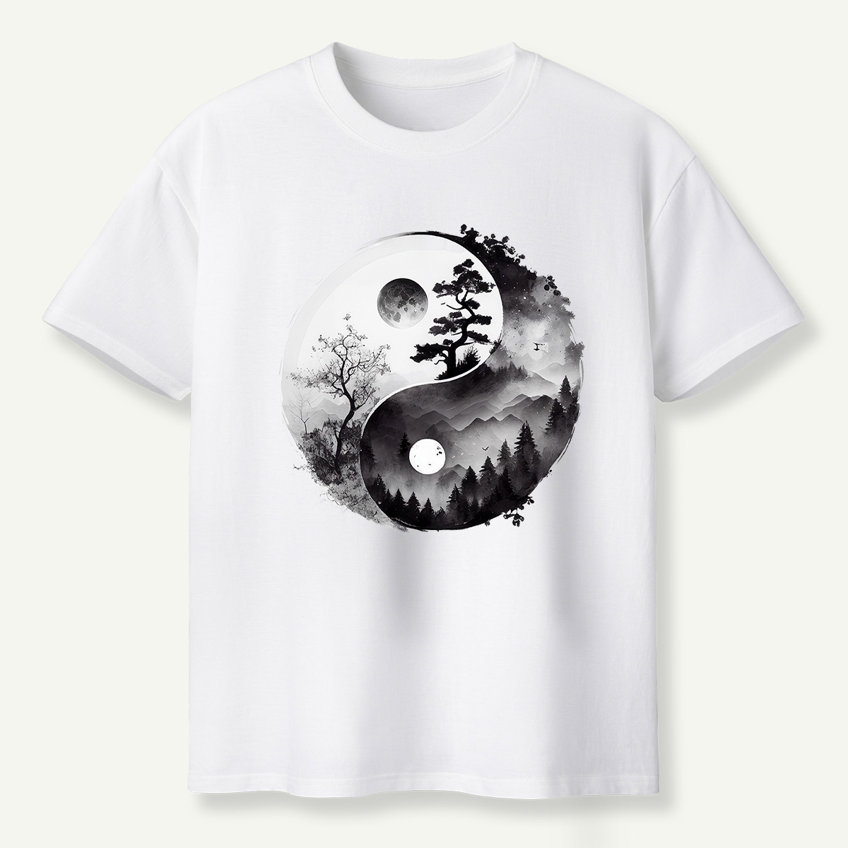 Yin Yang Mountain Forest Balance T-Shirt