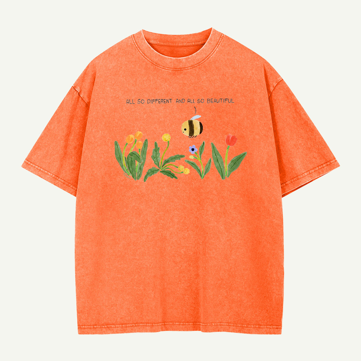 Different Blooms One Bee Washed T-Shirt