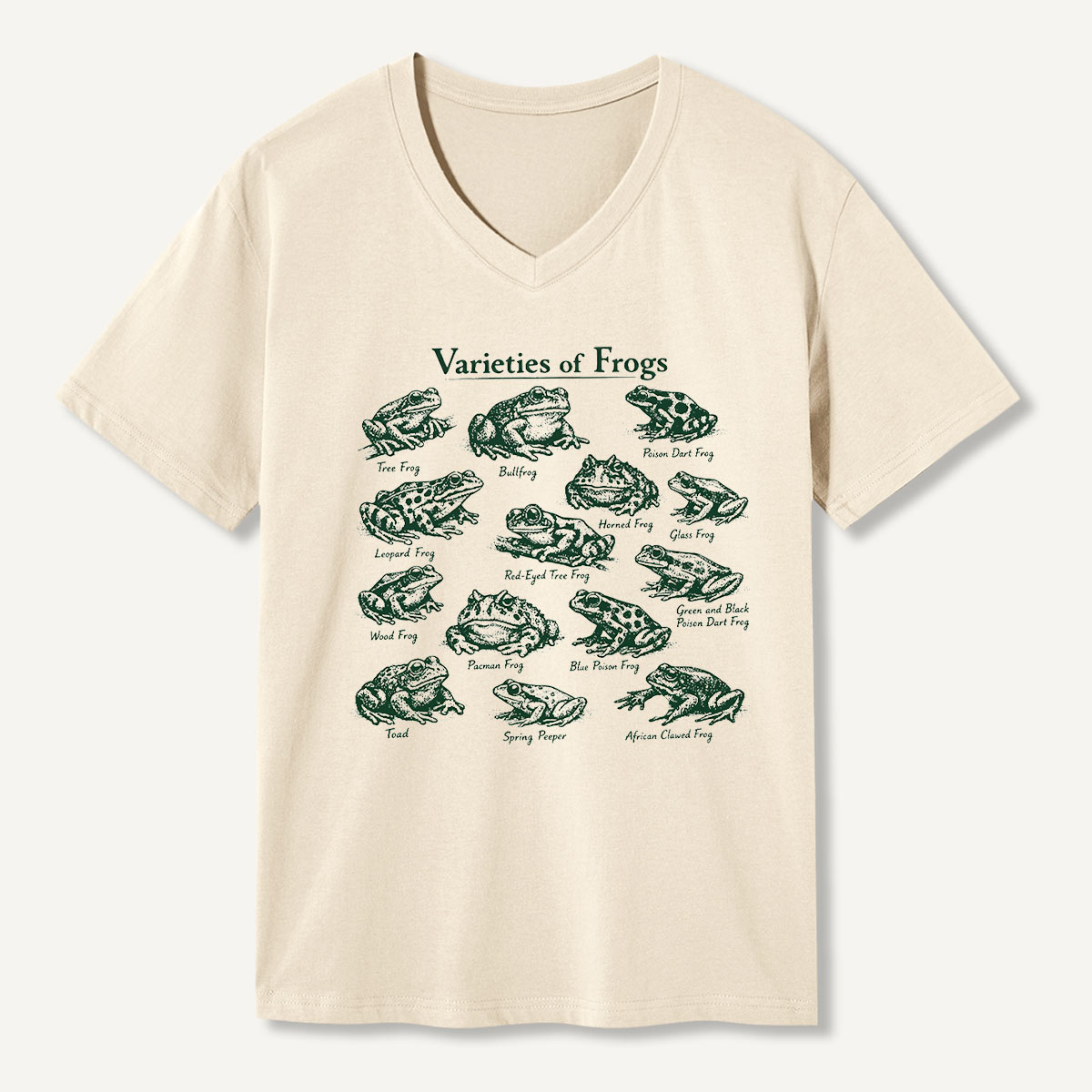 Varieties Of Frogs Amphibian Guide V-neck T-Shirt