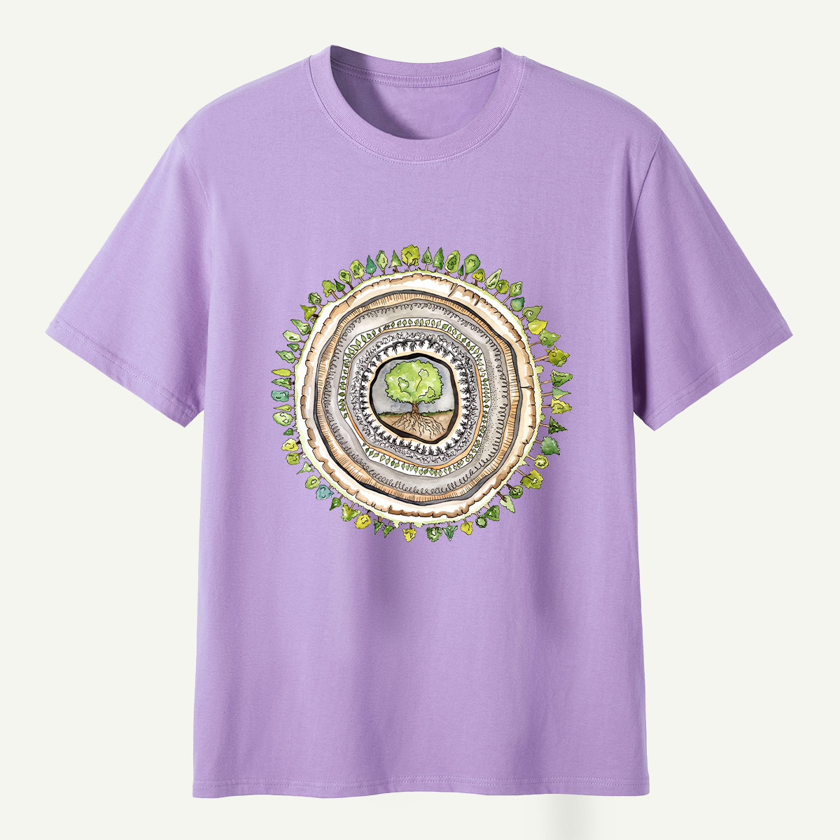 Tree Rings Nature Mandala T-Shirt