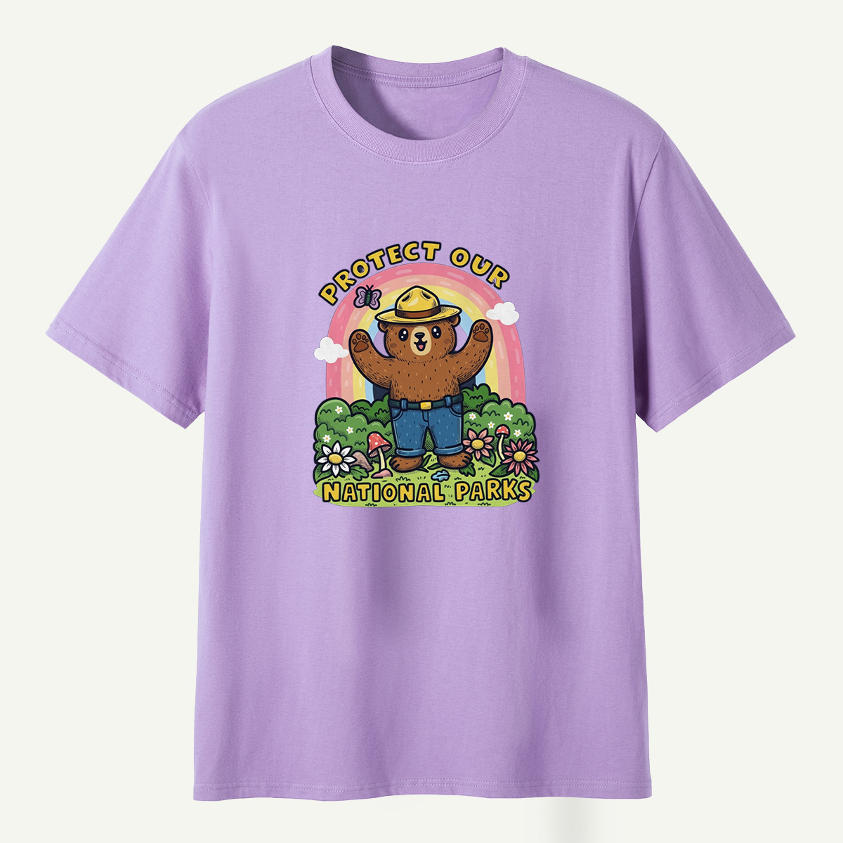 Protect Our National Parks Ranger Bear Garden Scene T-Shirt