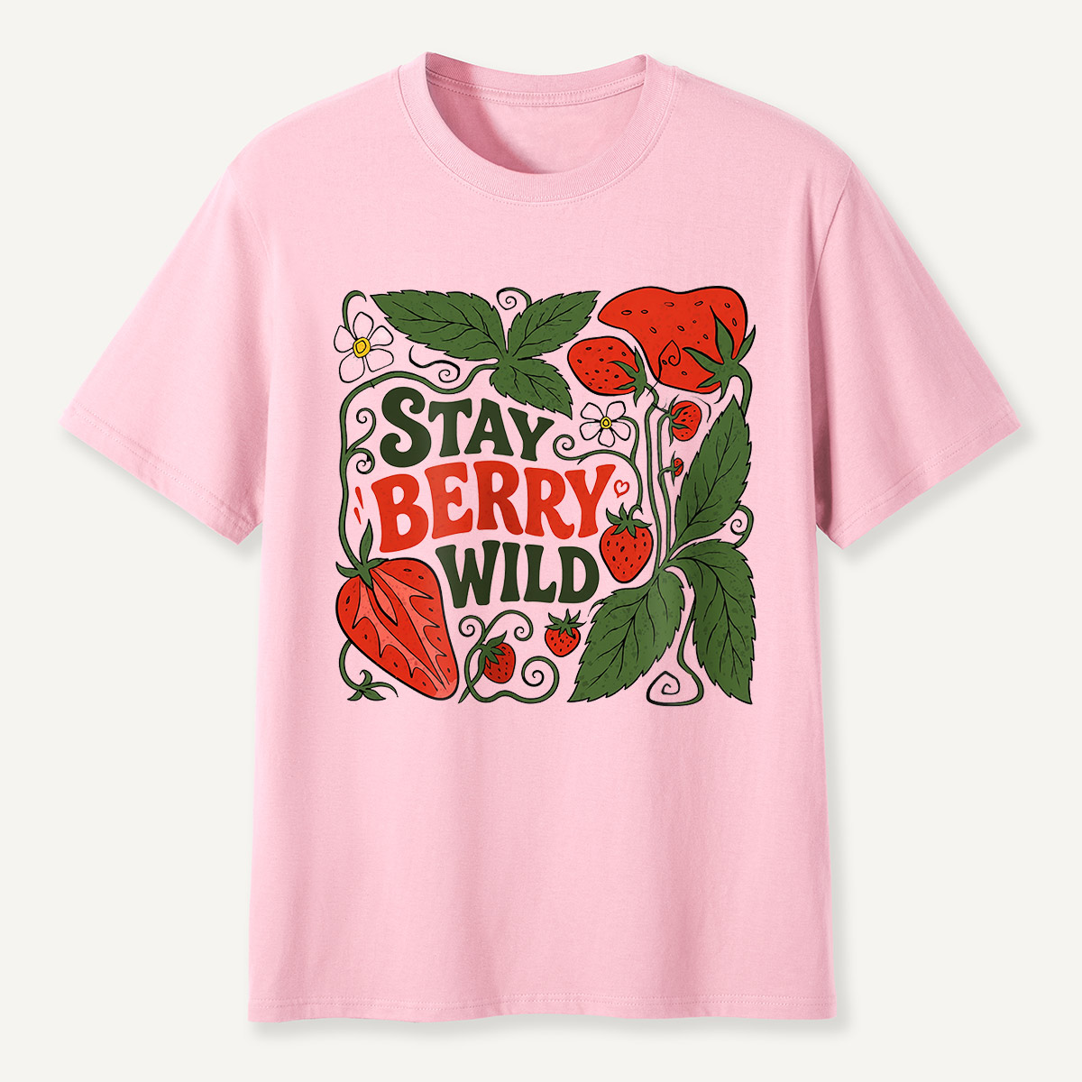 Stay Berry Wild Strawberry Illustration T-Shirt