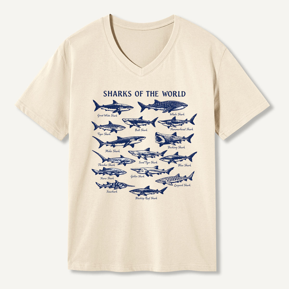 Sharks Of The World Field Guide V-neck T-Shirt