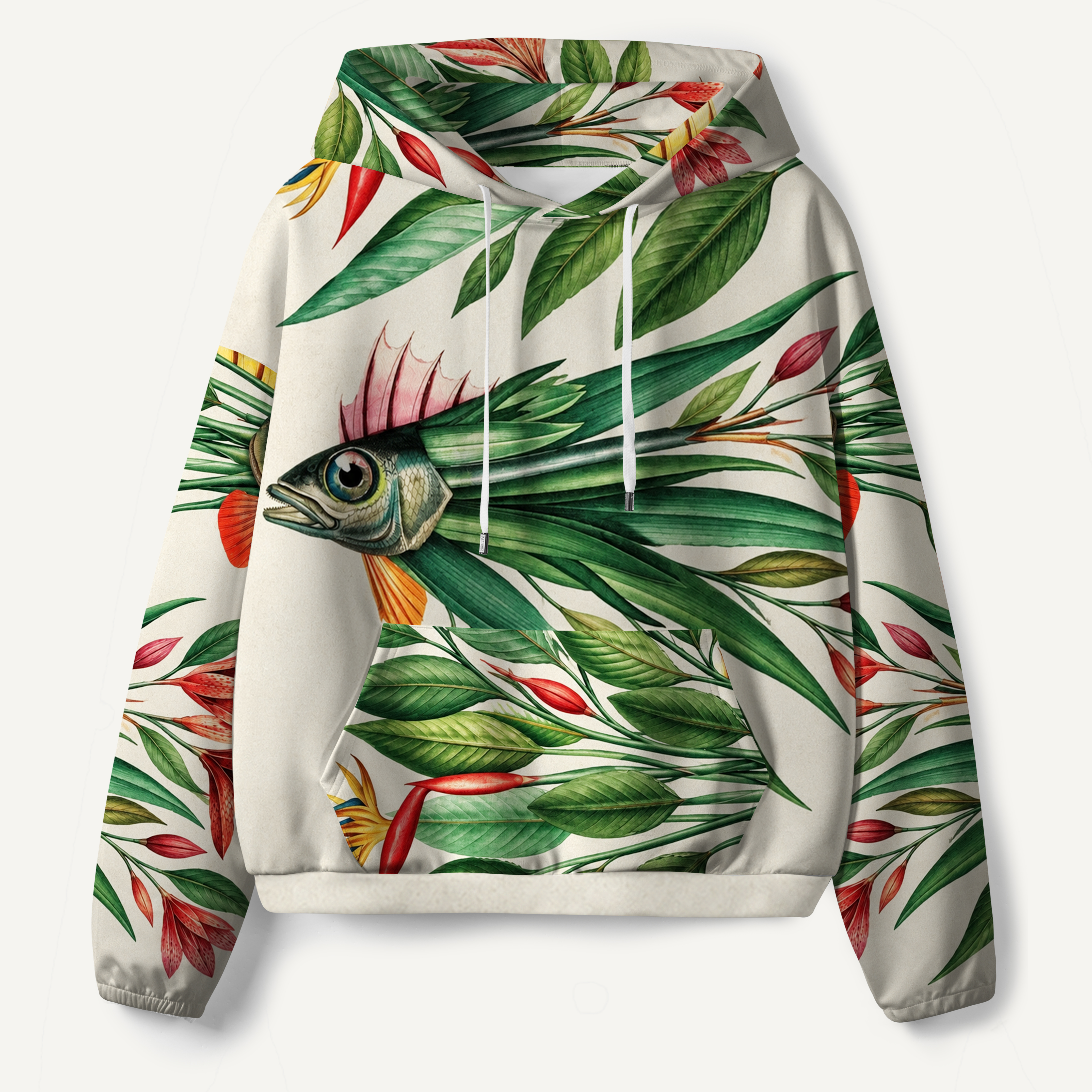 Botanical Fish In Bloom All-over Printed Hoodie
