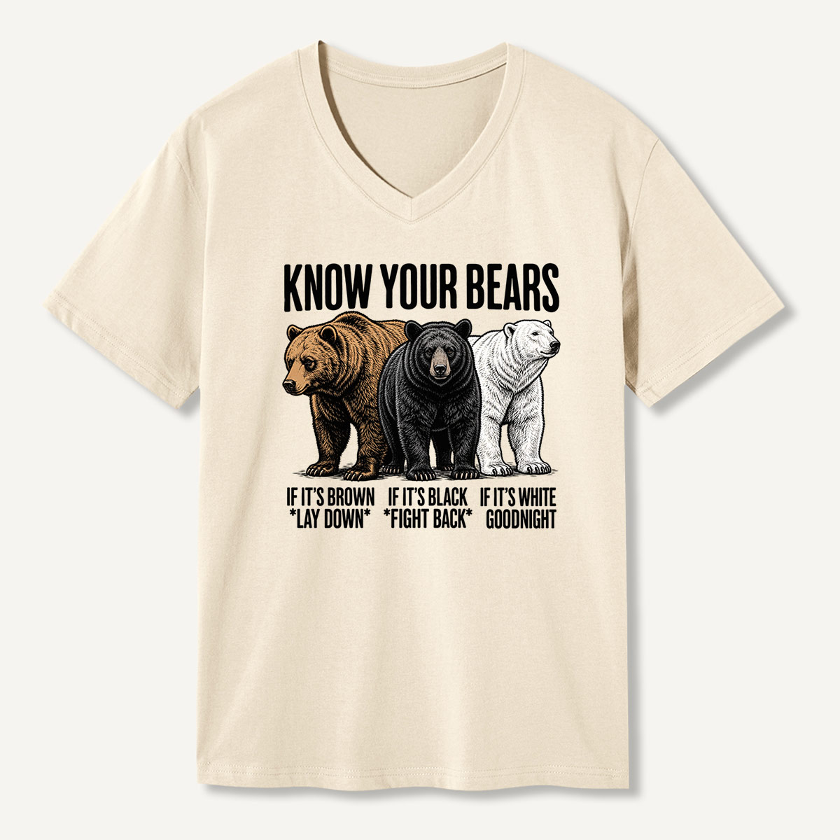 Know Your Bears Wildlife Guide Humor V-neck T-Shirt