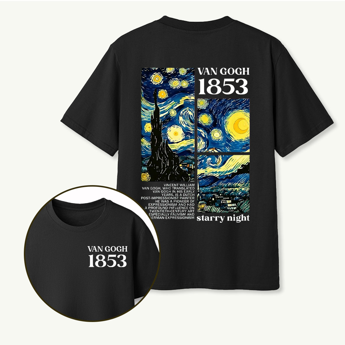 Van Gogh 1853 Starry Night Panel T-Shirt