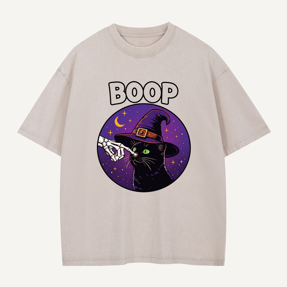 Witch Cat Gets the Boop Washed T-Shirt