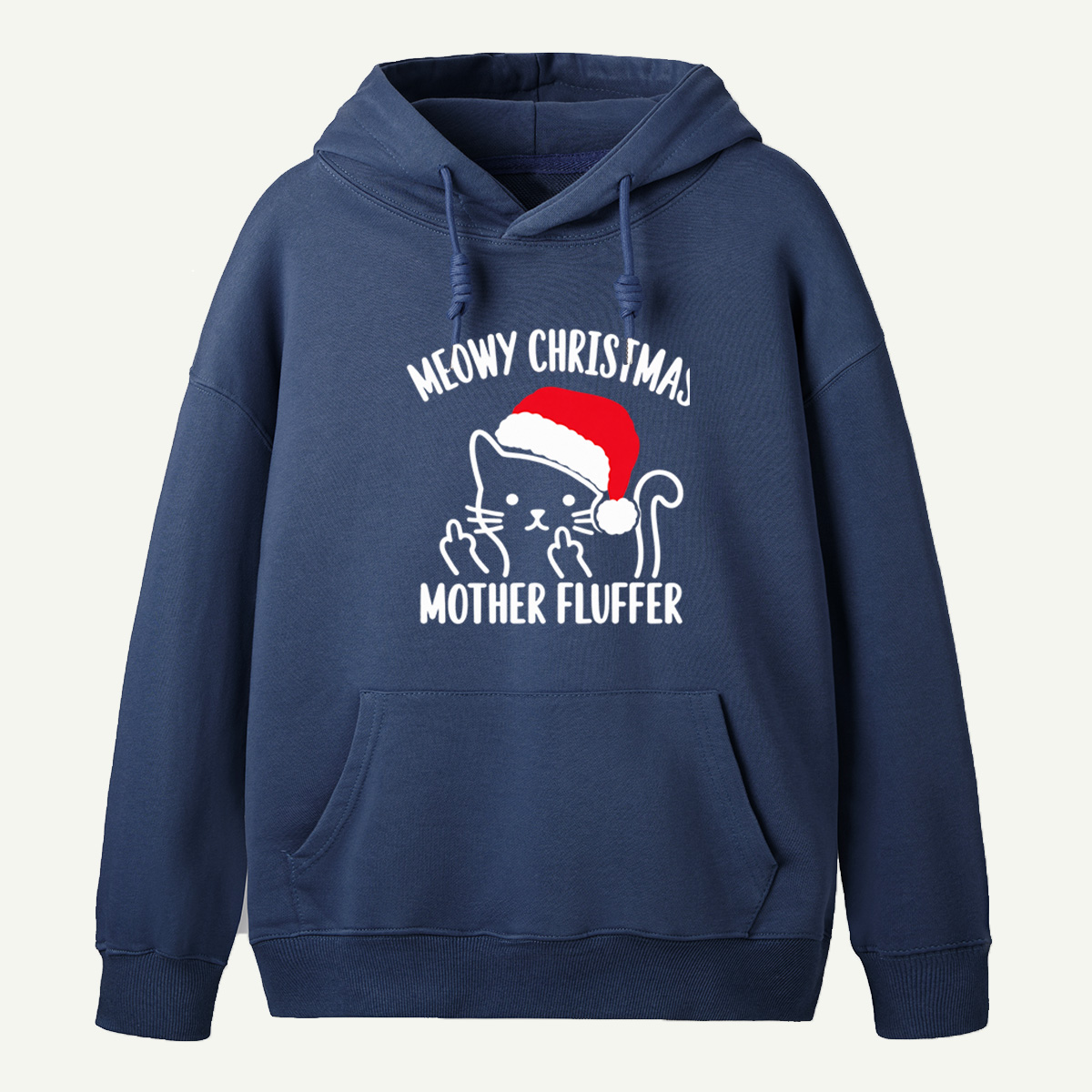Meowy Christmas Mother Fluffer Funny Cat With Middle Fingers Hoodie