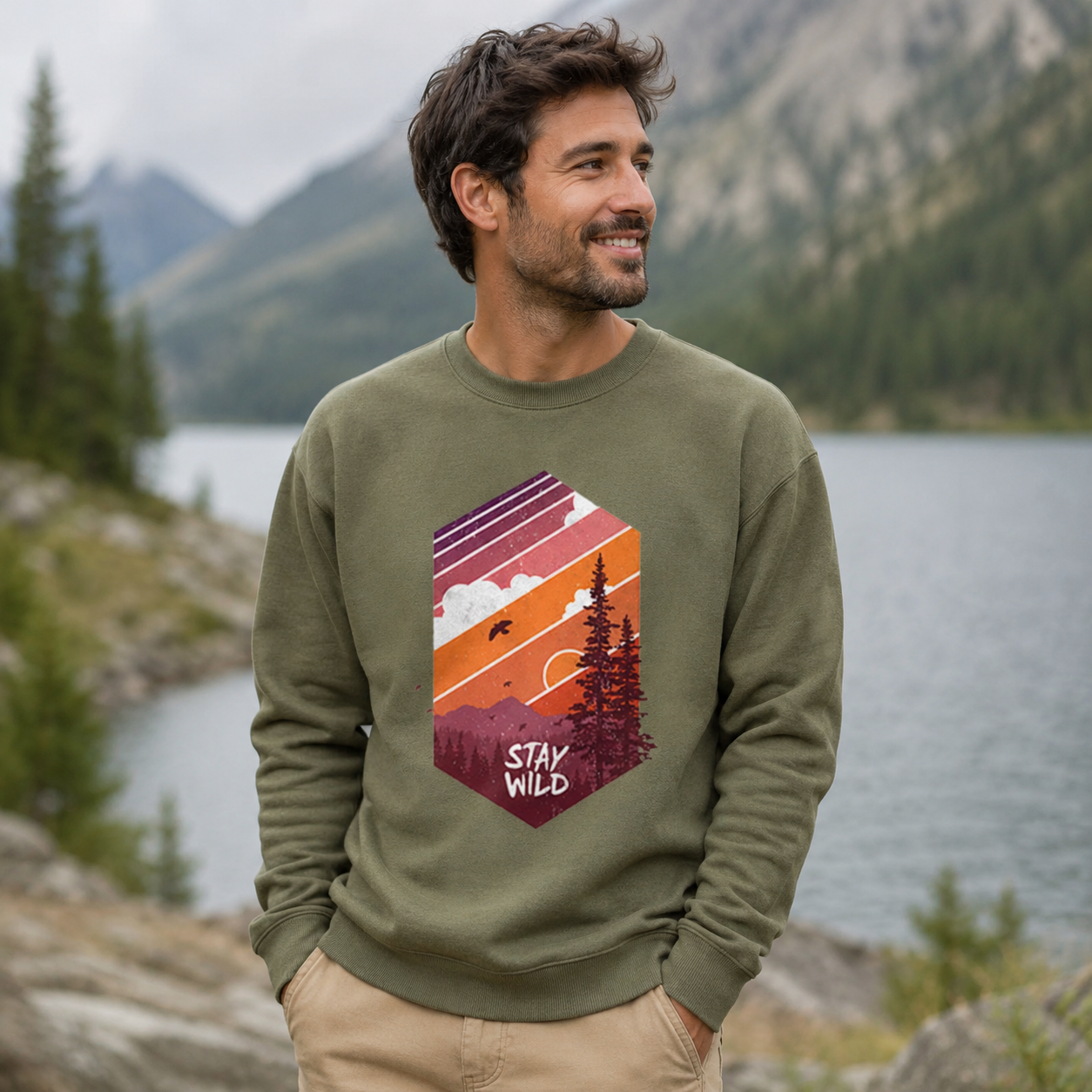 Stay Wild Forest Sunset Sweatshirts