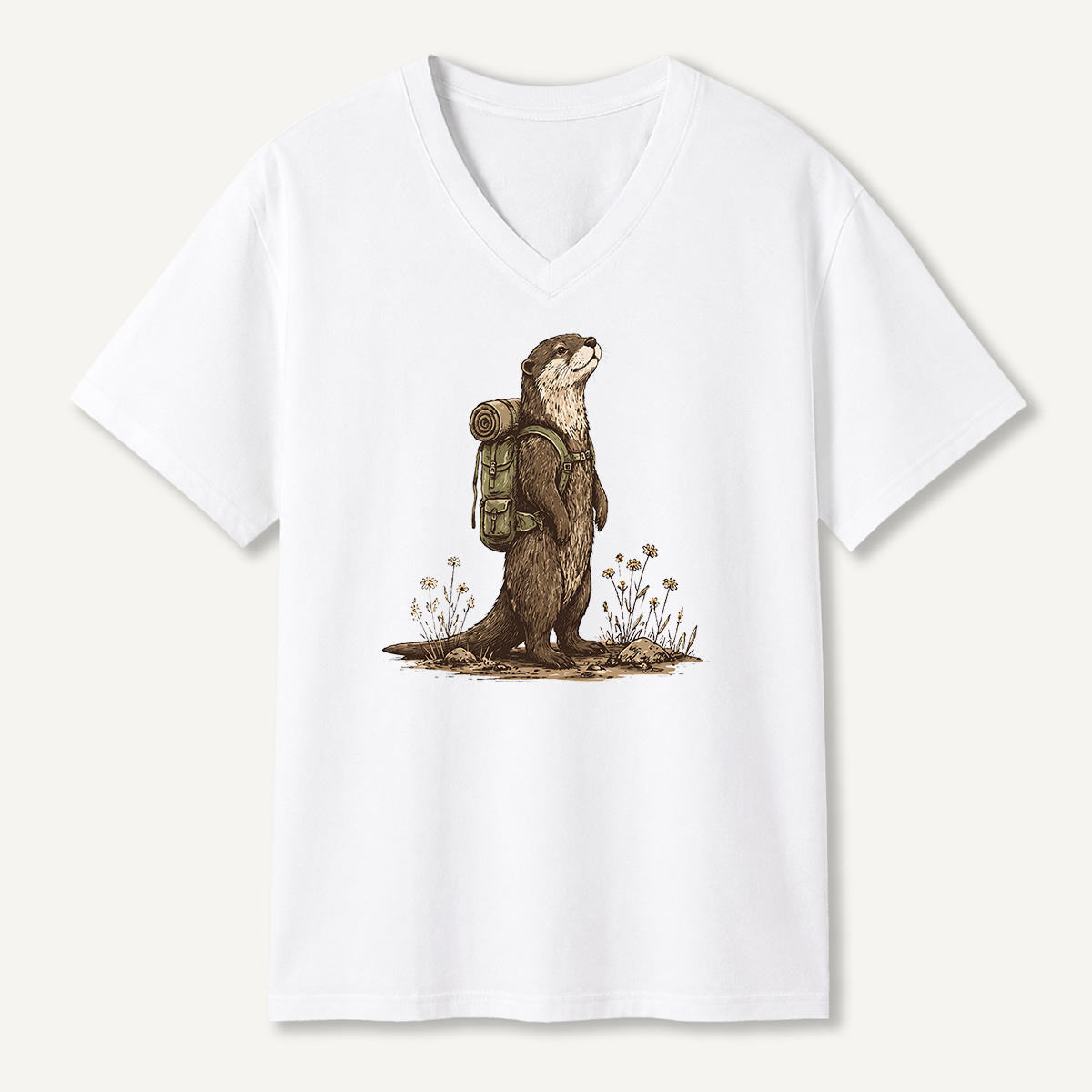 Woodland Owl Vintage Sketch V-neck T-Shirt
