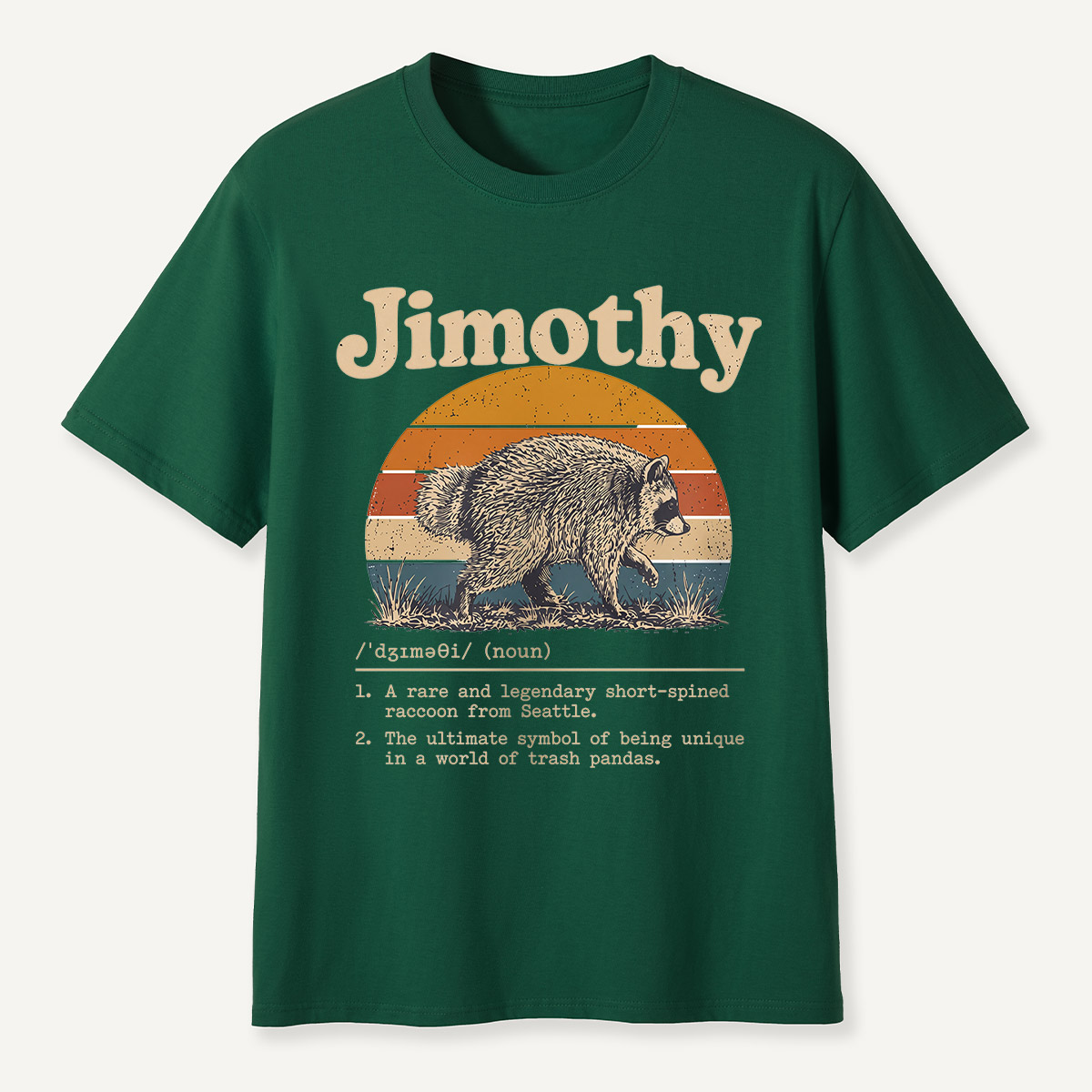 Jimothy Definition Retro Sunset Raccoon T-Shirt