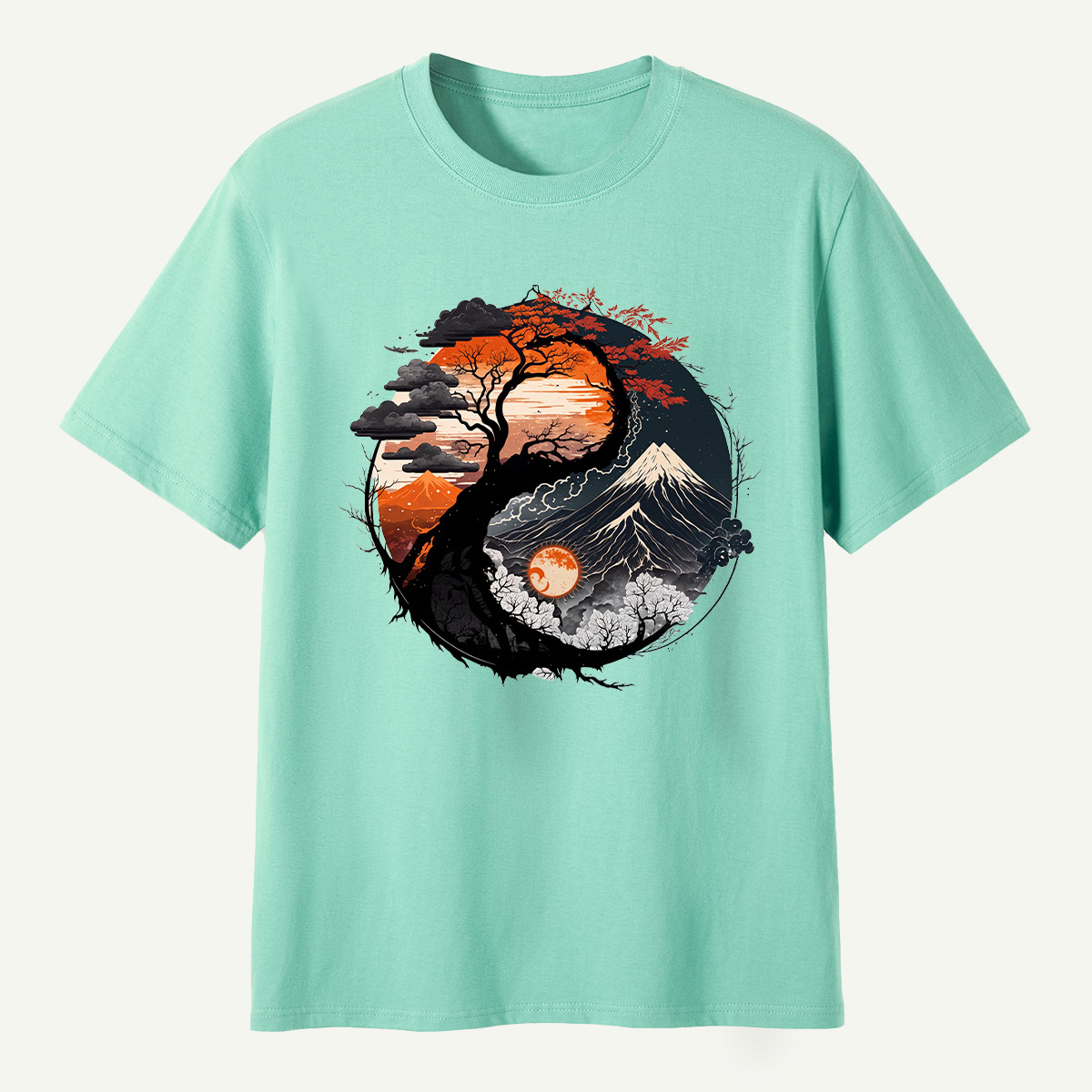 Yin Yang Autumn Forestscape T-Shirt