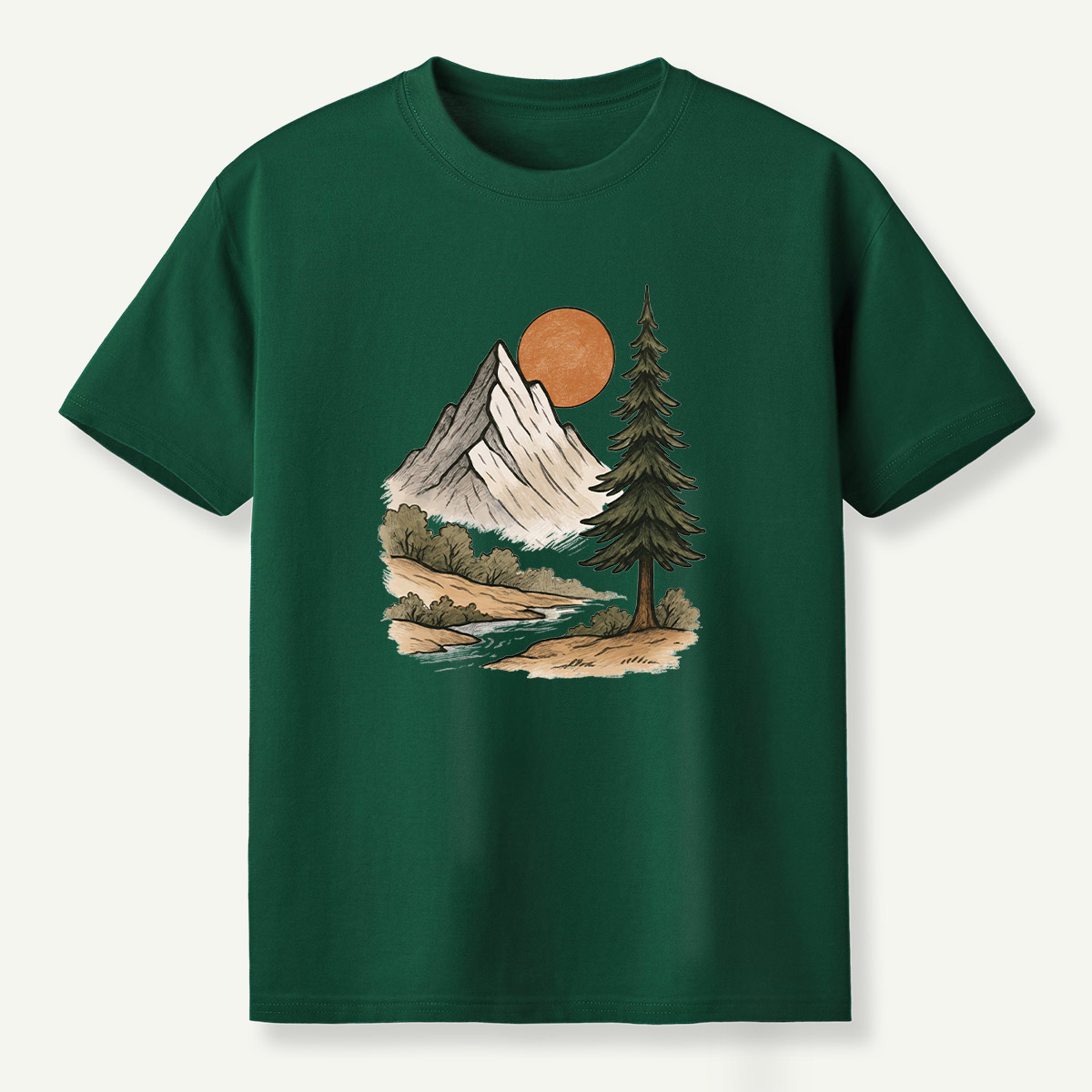 Mountain Sunset Pine River Landscape T-Shirt