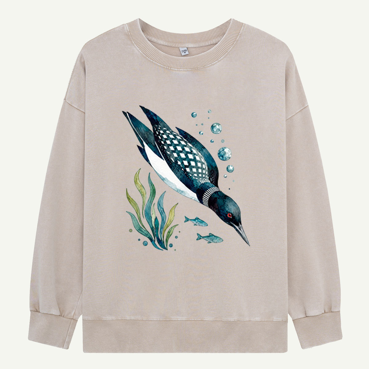 Loon Goes Fishing Washed Sweatshirts
