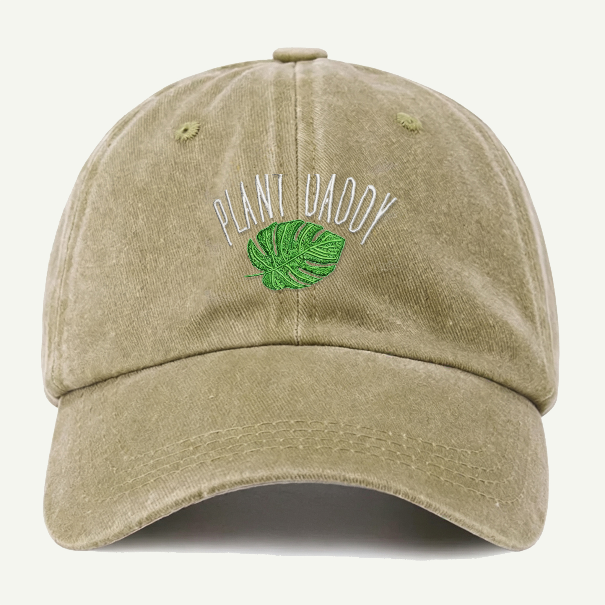Plant Daddy Tropical Leaf Washed Embroidered Hat
