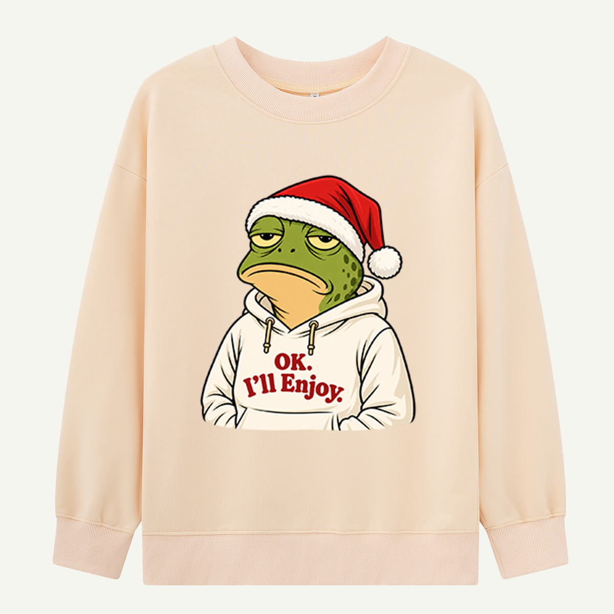Ok Ill Enjoy It Grumpy Christmas Frog In Santa Hat Sweatshirts