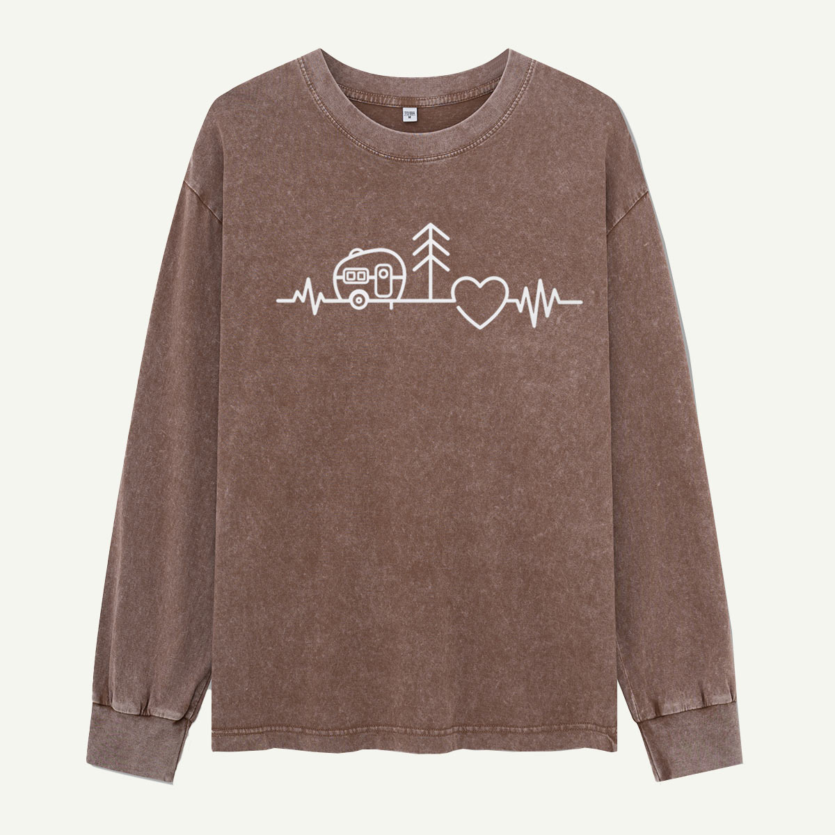 Camping Is My Heartbeat Washed Long Sleeves